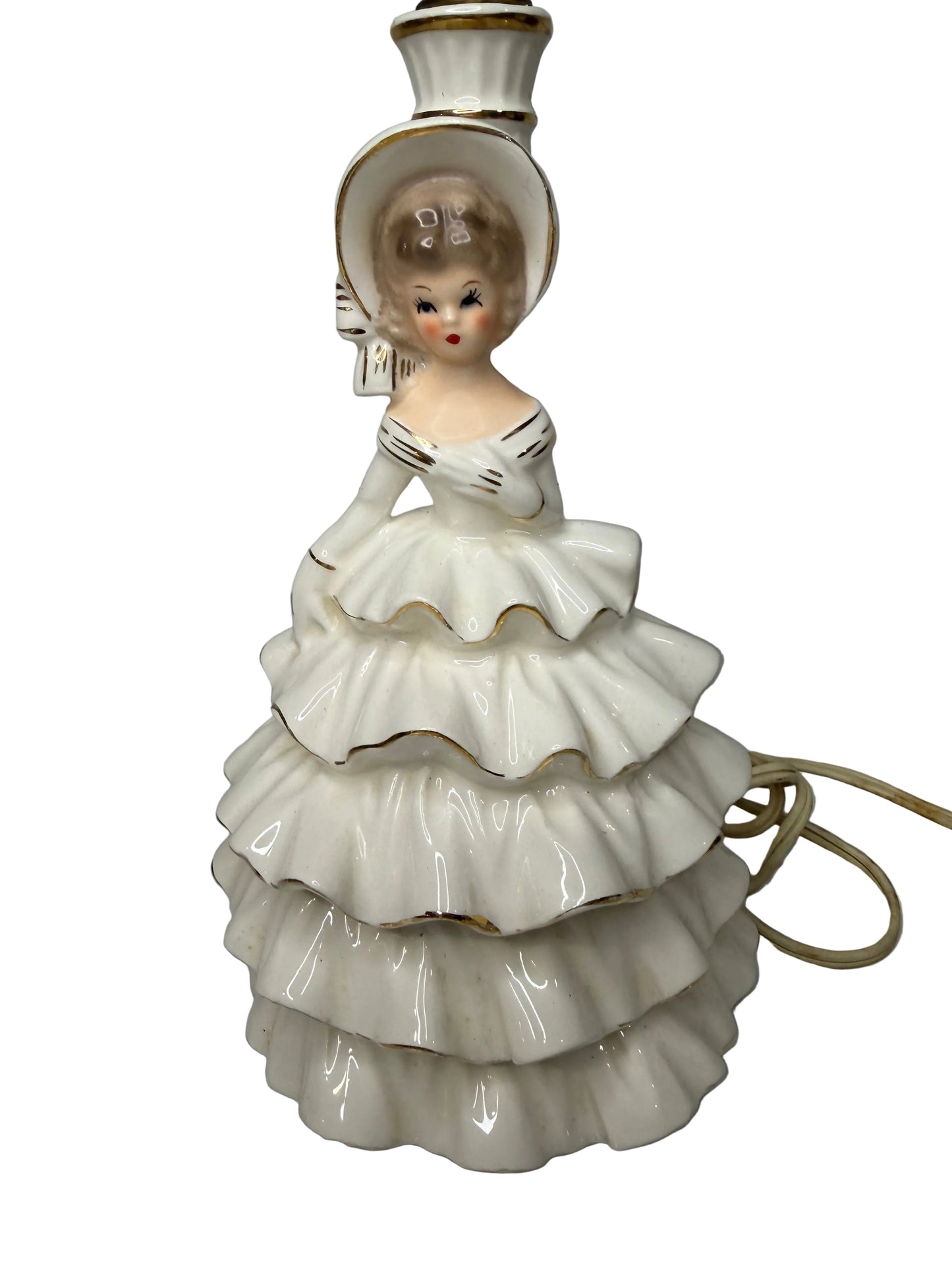 Vintage Southern Belle Boudoir Lamp – Mid-Century Porcelain Figurine