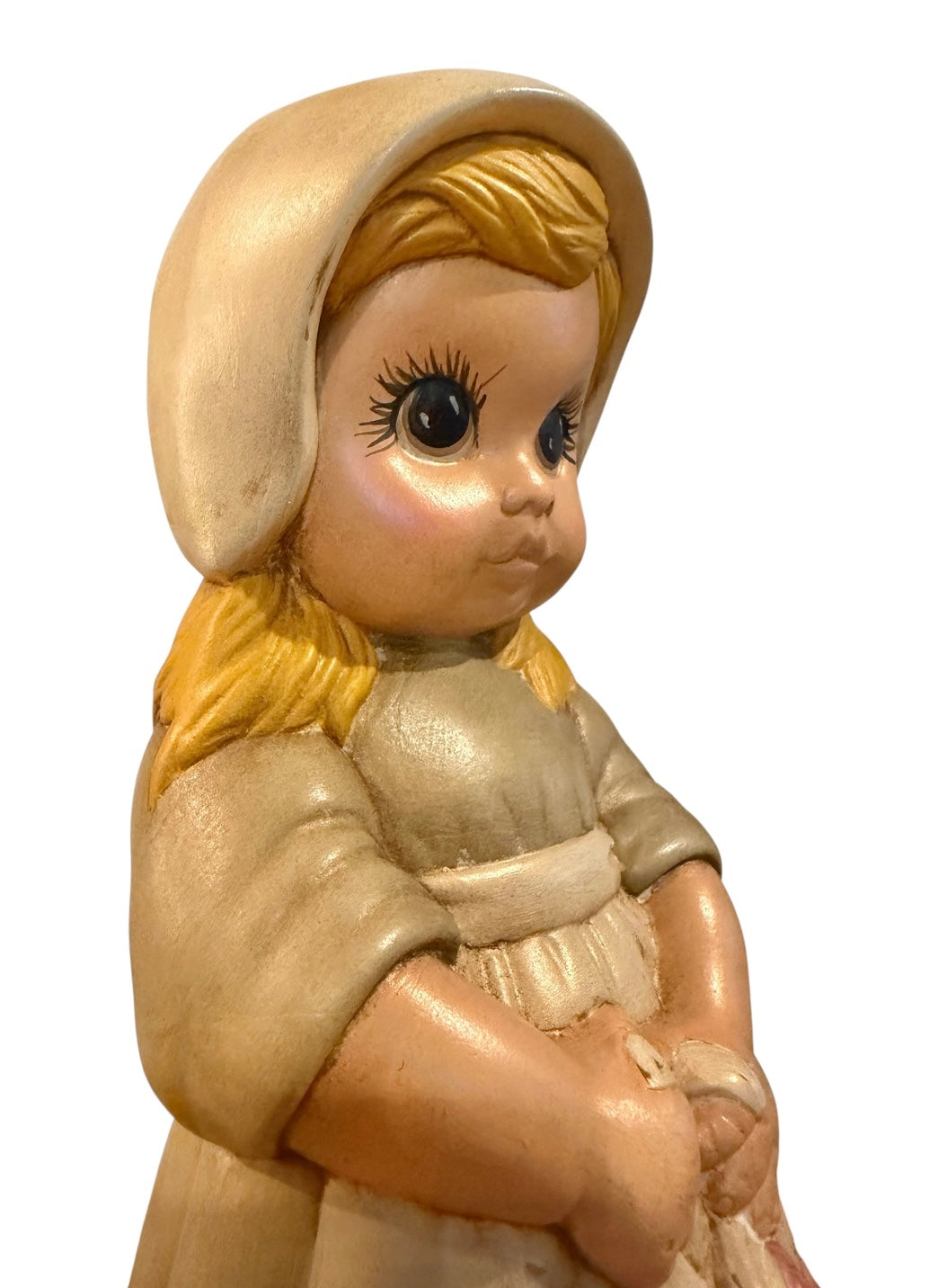 Vintage Hand-Painted Ceramic Girl Figurine | Cottagecore Fall Decor | 1987 | 10”