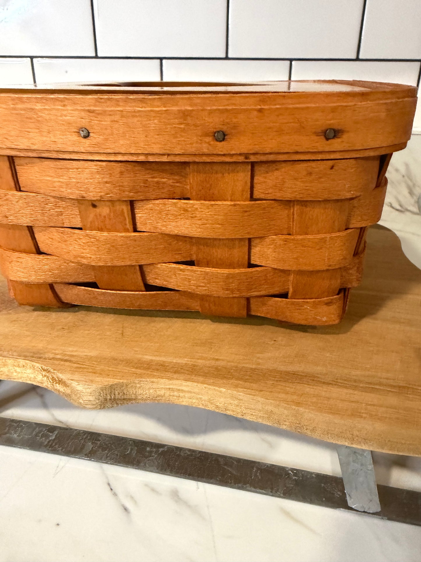 Vintage 1991 Longaberger Heart Basket with Wood Lid & Plastic Insert