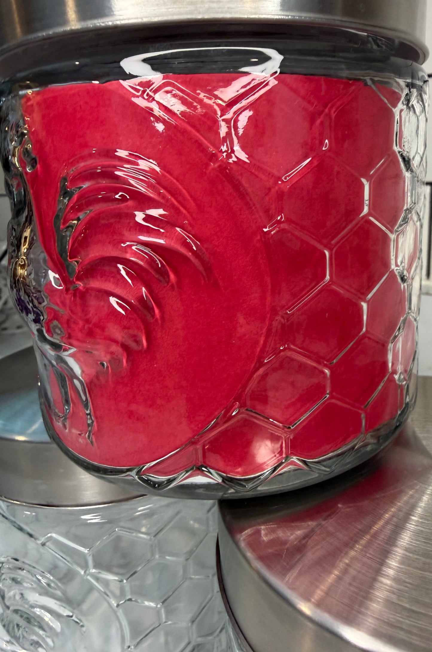 Set of 3 Vintage Clear Glass Rooster Canister Jars – Farmhouse Kitchen Storage