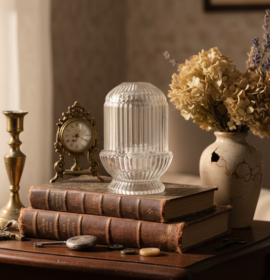 AVAILABLE - Vintage Homco Clear Ribbed Glass Fairy Lamp “Princess Lite” – Indiana Glass