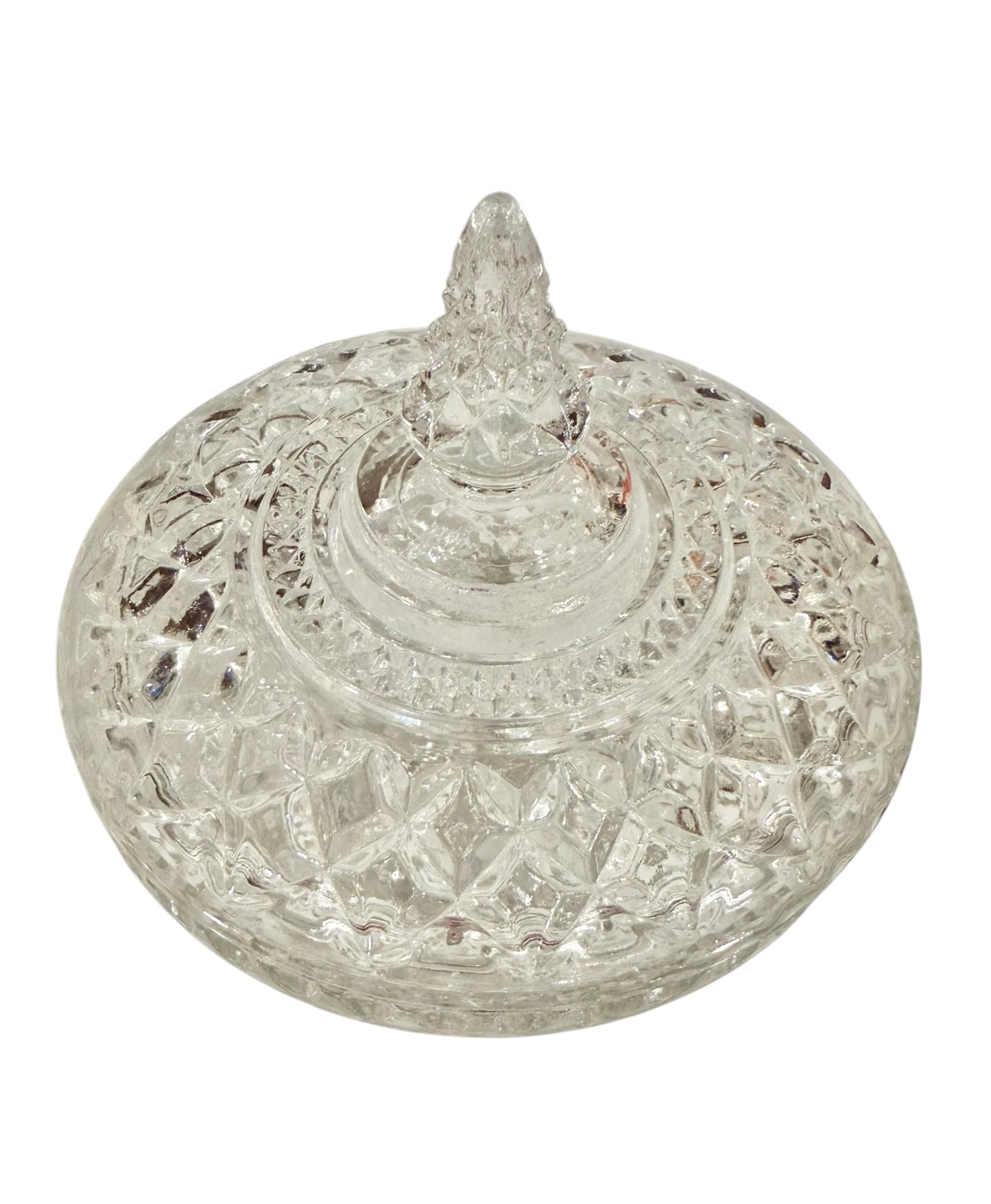 Anchor Hocking Vintage Wexford Lidded Candy Dish | Footed Pressed Glass Compote | Diamond Point Pattern