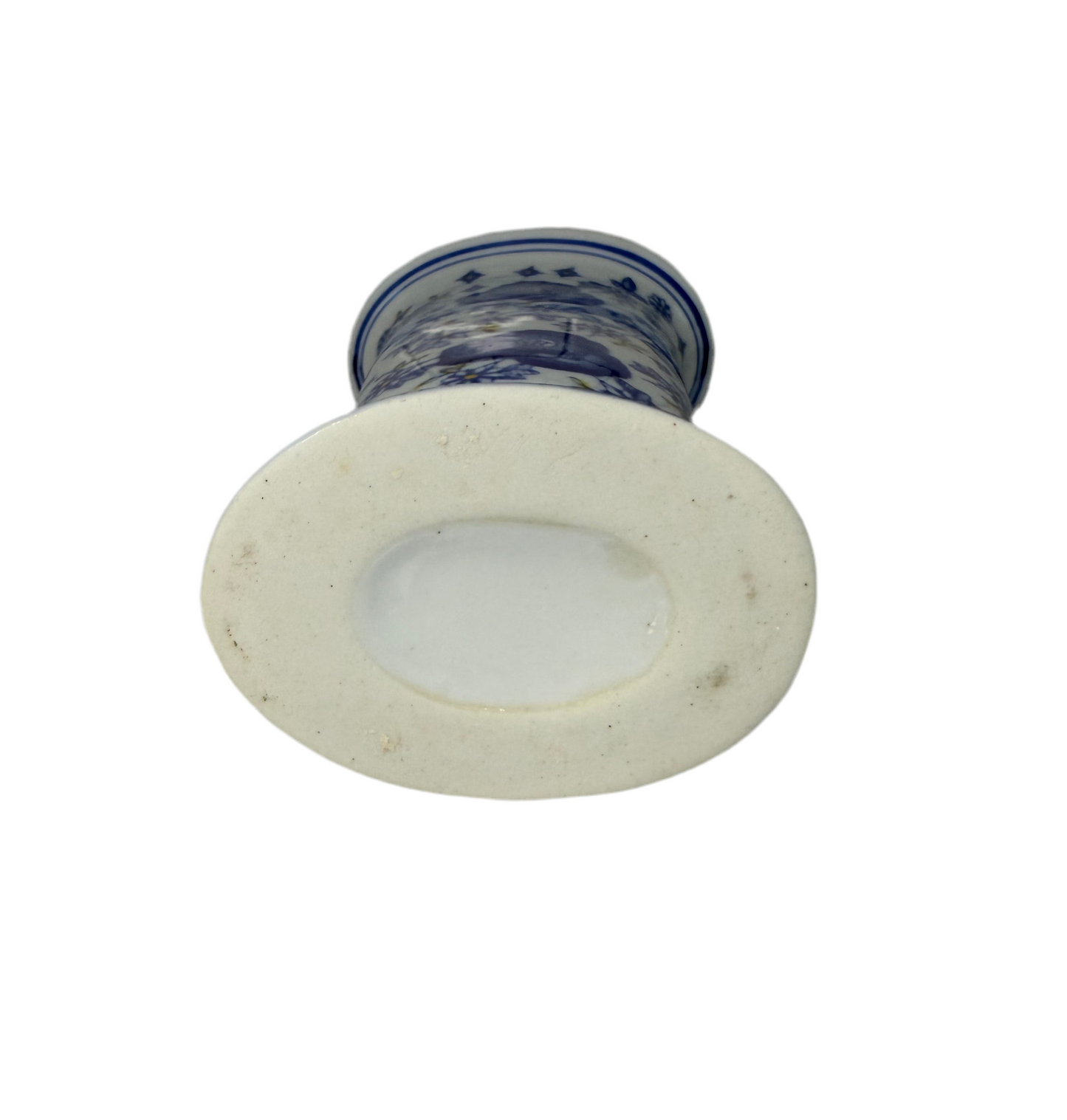 Chinoiserie Vintage Blue & Yellow Floral Ceramic Vase