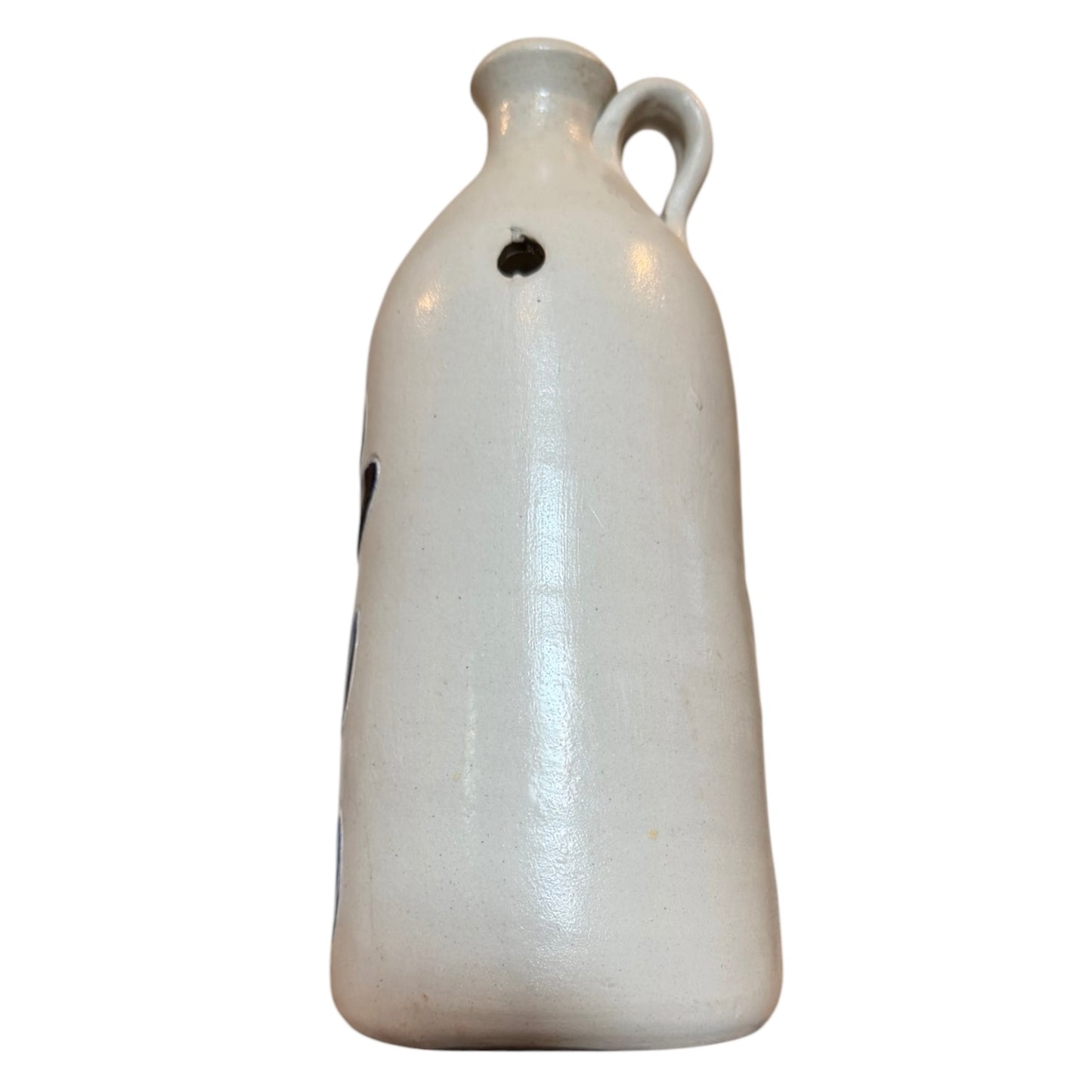 Williamsburg Pottery Salt Glaze Stoneware Colonial Jug Candle Holder | Cobalt Blue Hand-Painted Decor | Virginia Pottery
