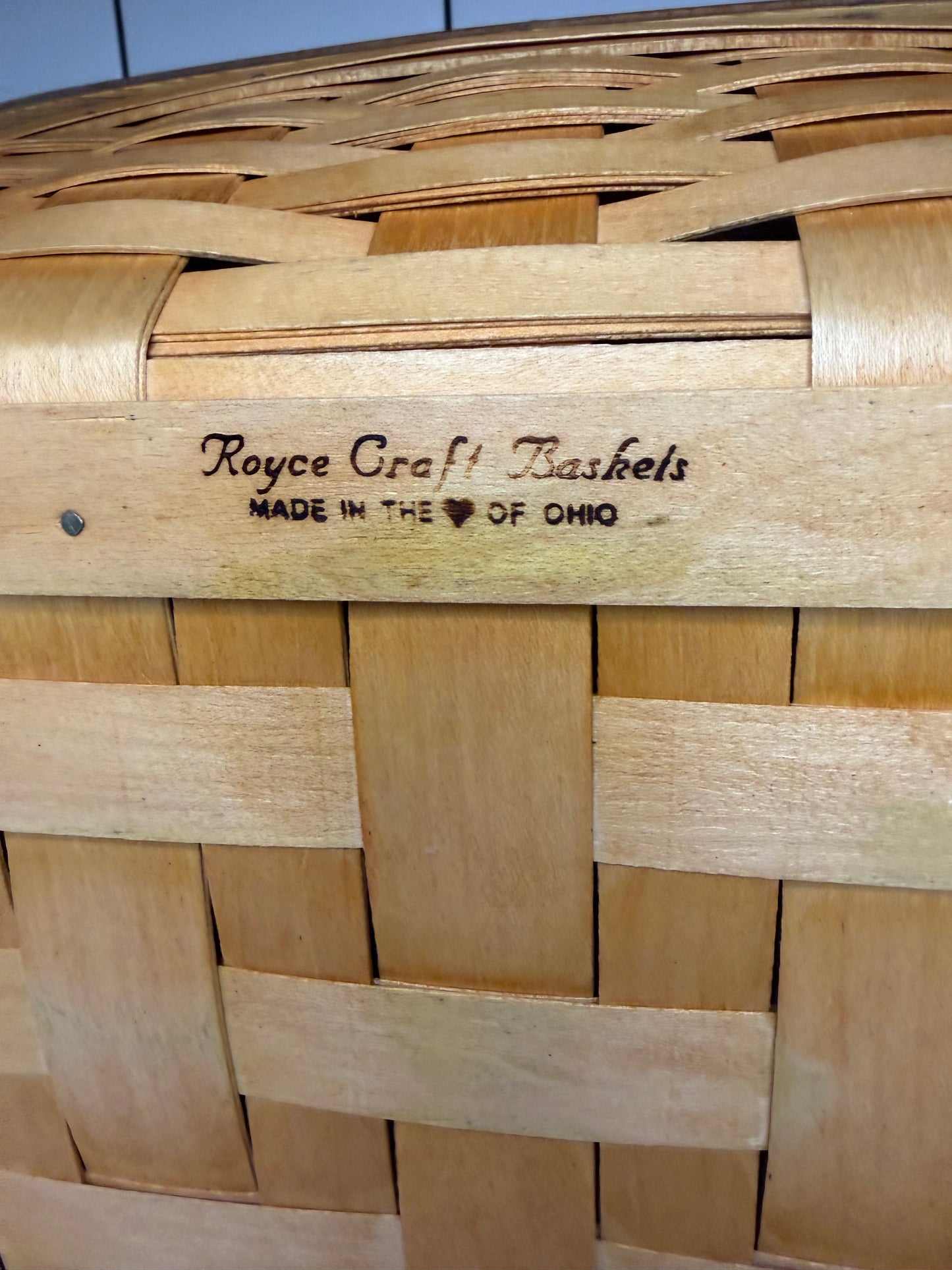 Vintage 1999 Royce Craft Bread Basket Box with Wood Lid