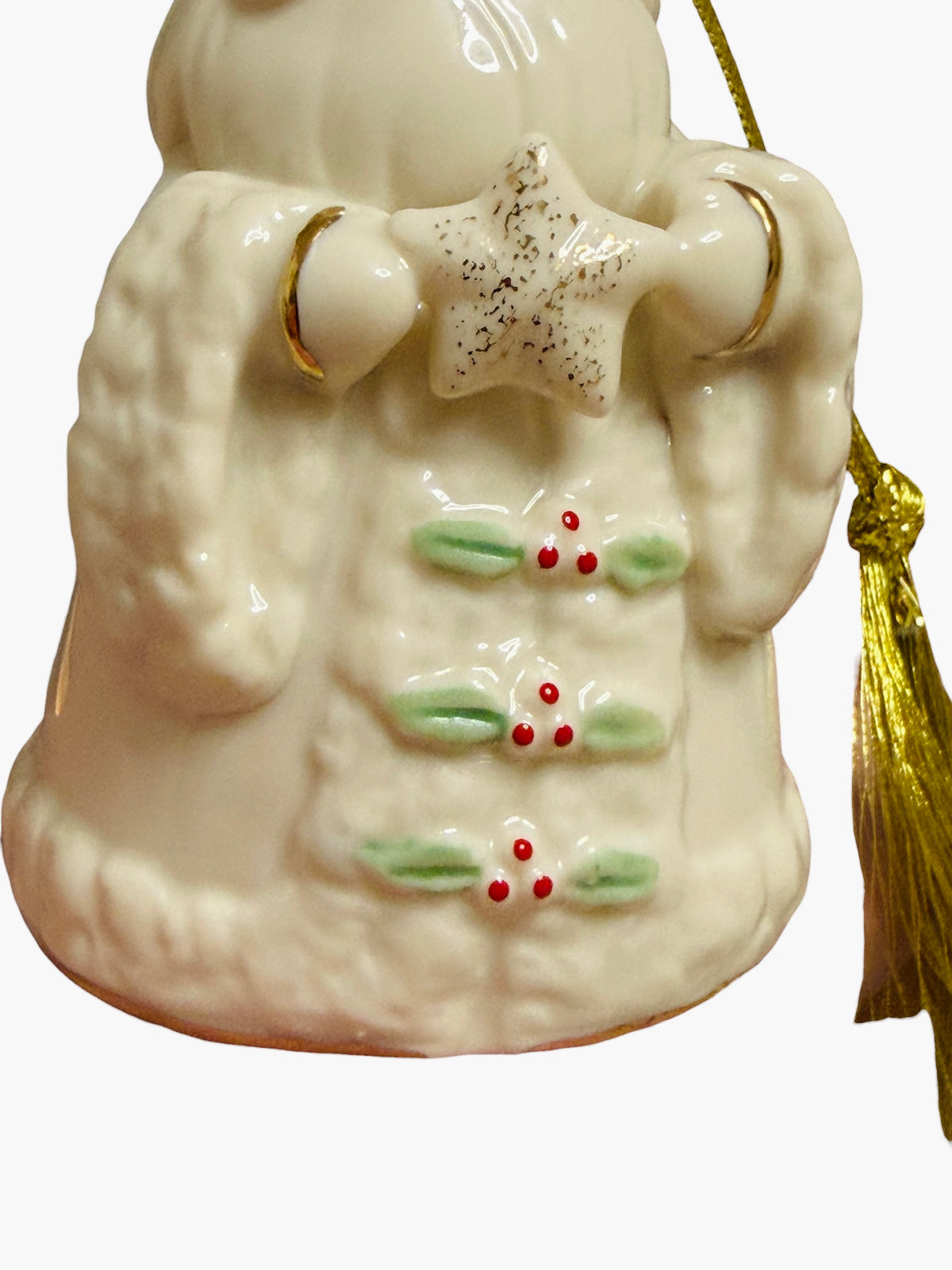 Lenox Holiday Cheer Santa Claus Porcelain Christmas Ornament – 24K Gold Accents – New in Box - 2003 Release