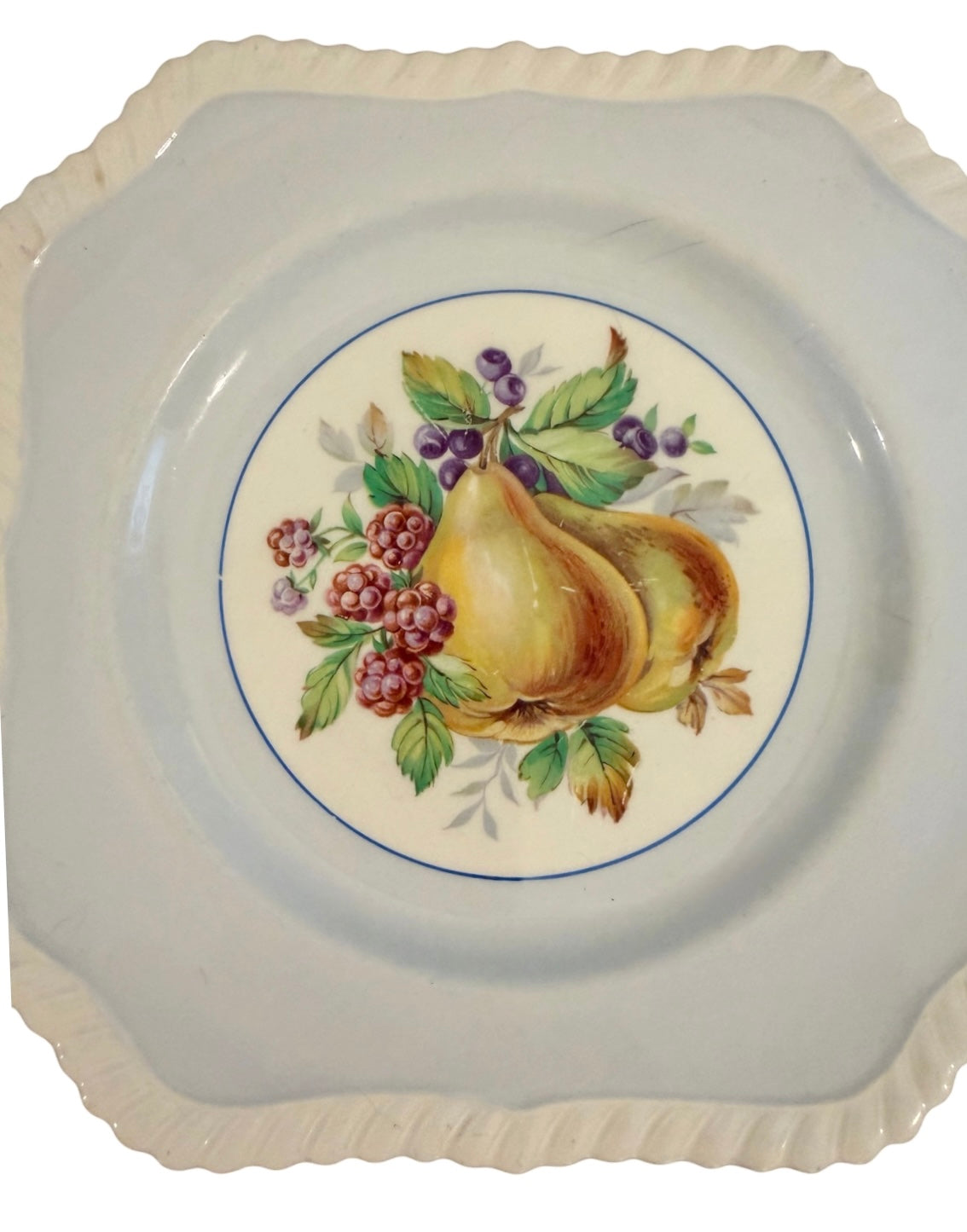 Johnson Brothers “California” Vintage Square Salad Plate – Pear & Berry Pattern (Wall Hanging Ready)