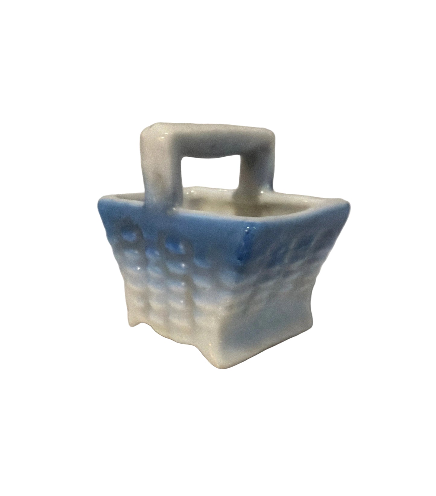 Miniature Vintage Isco Hand-Painted Porcelain Basket – Made in Japan – c. 1950s