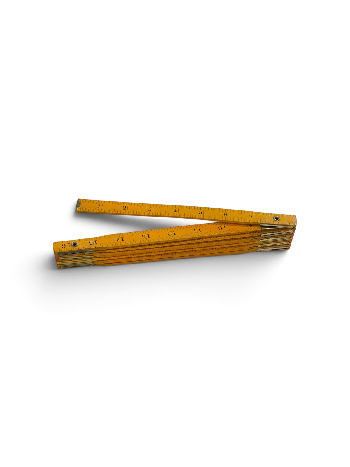 Yellow Wooden Folding Carpenter’s Ruler – Vintage Folding Measuring Rule