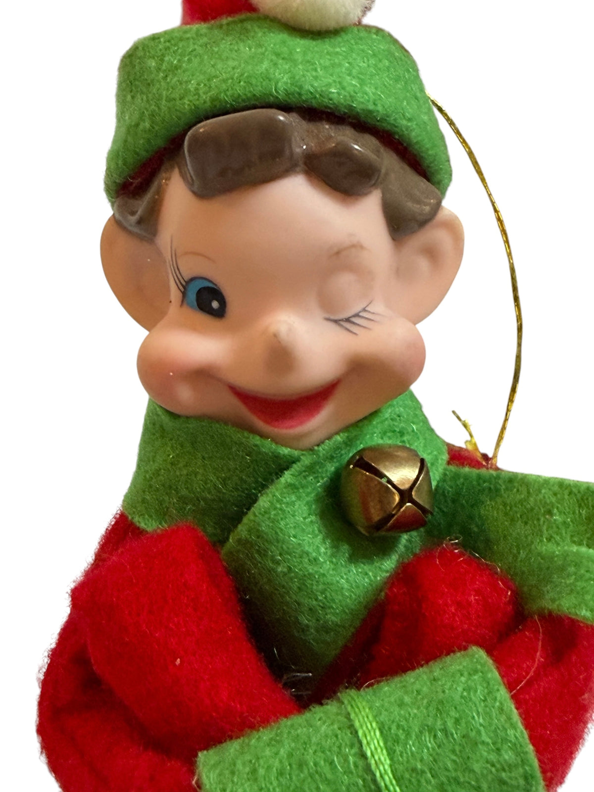 Annalee 2013 Winking Christmas Knee-Hugger Elf – Red & Green Felt -5”