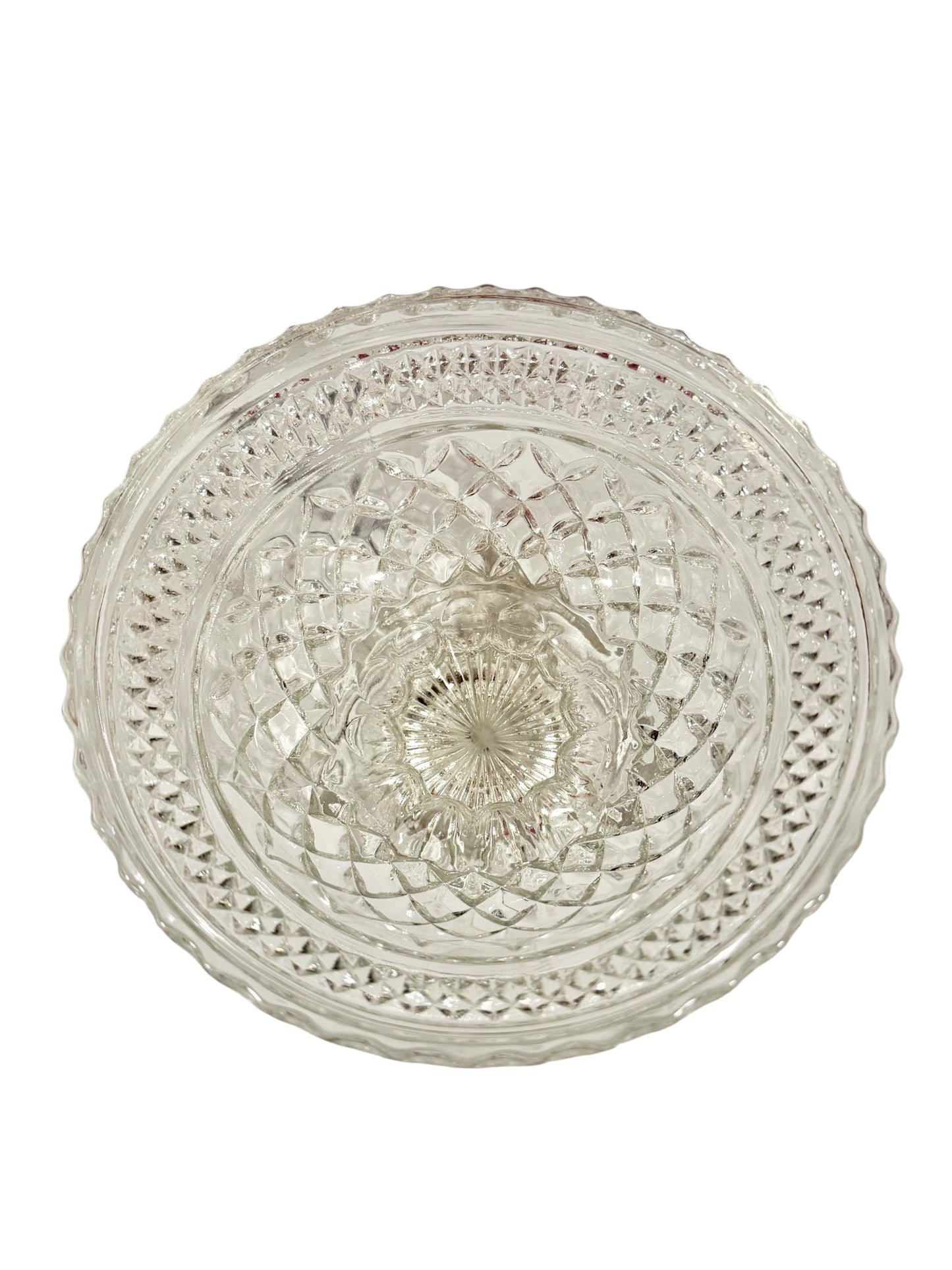 Anchor Hocking Vintage Wexford Lidded Candy Dish | Footed Pressed Glass Compote | Diamond Point Pattern
