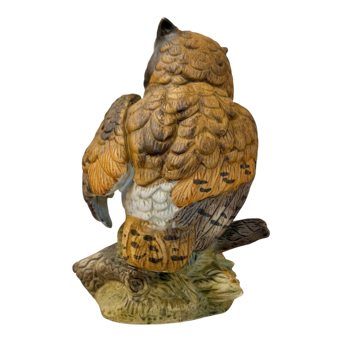 Great Horned Owl Figurine – Hand-Painted Ceramic Woodland Decor – 7”