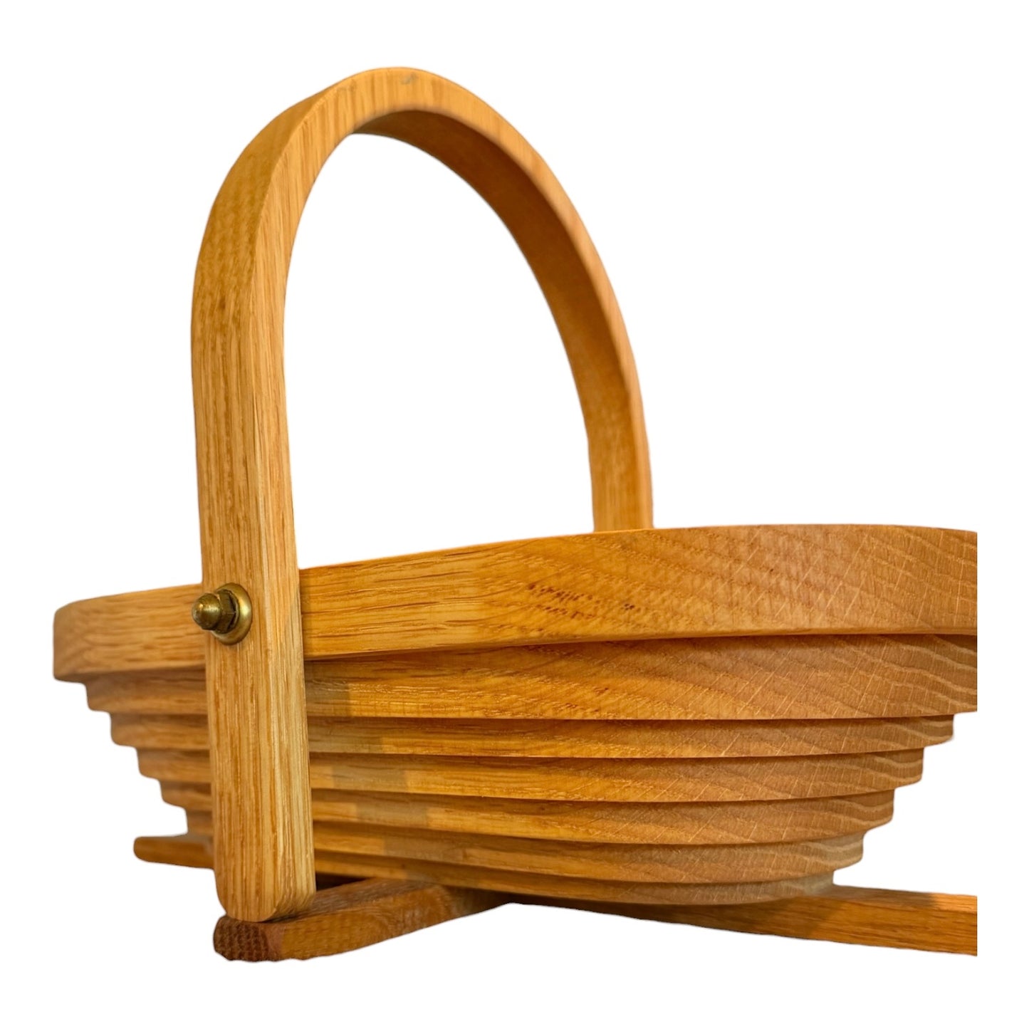 Collapsible Vintage Wooden Basket by C. Saw Crafts | Folding Wooden Fruit Basket & Trivet