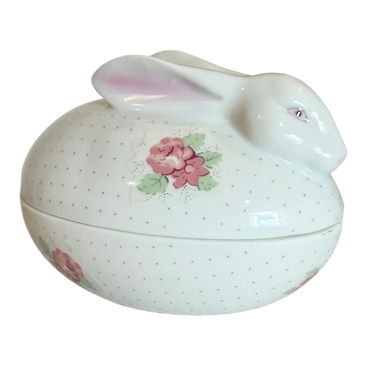 Andrea by Sadek Porcelain Rabbit Trinket Box – Japan Pink Floral Bunny Keepsake Box
