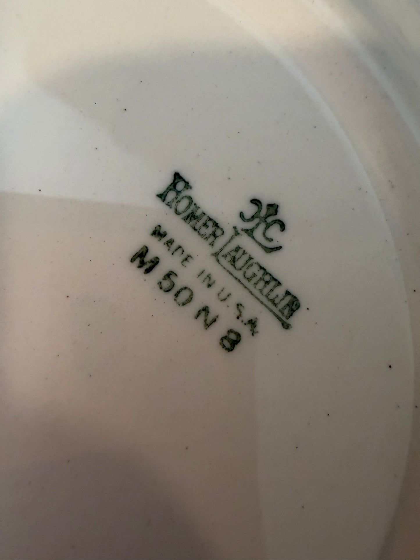 Vintage Homer Laughlin Serving Bowl – Floral with Orange/Gold Rim (c. 1950s)