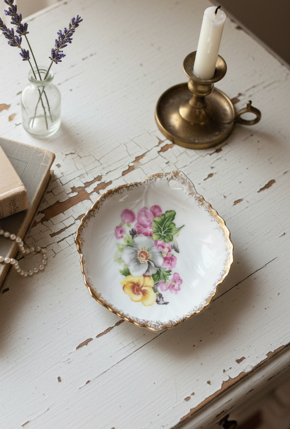 UCAGCO Japan Leaf-Shaped Porcelain Trinket Dish | Gold Gilded Wall Hanging | Circa 1953–1956
