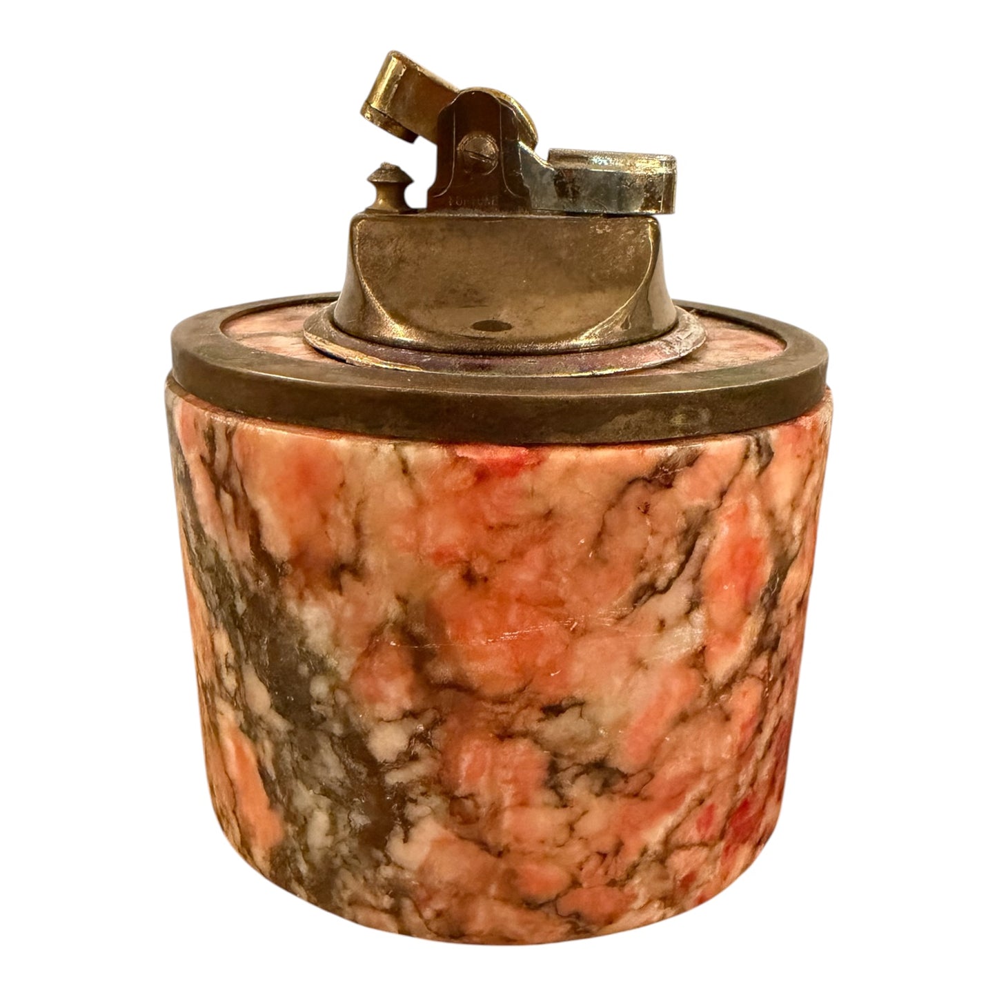 Italian Alabaster Vintage Table Lighter & Ashtray Smoking Set