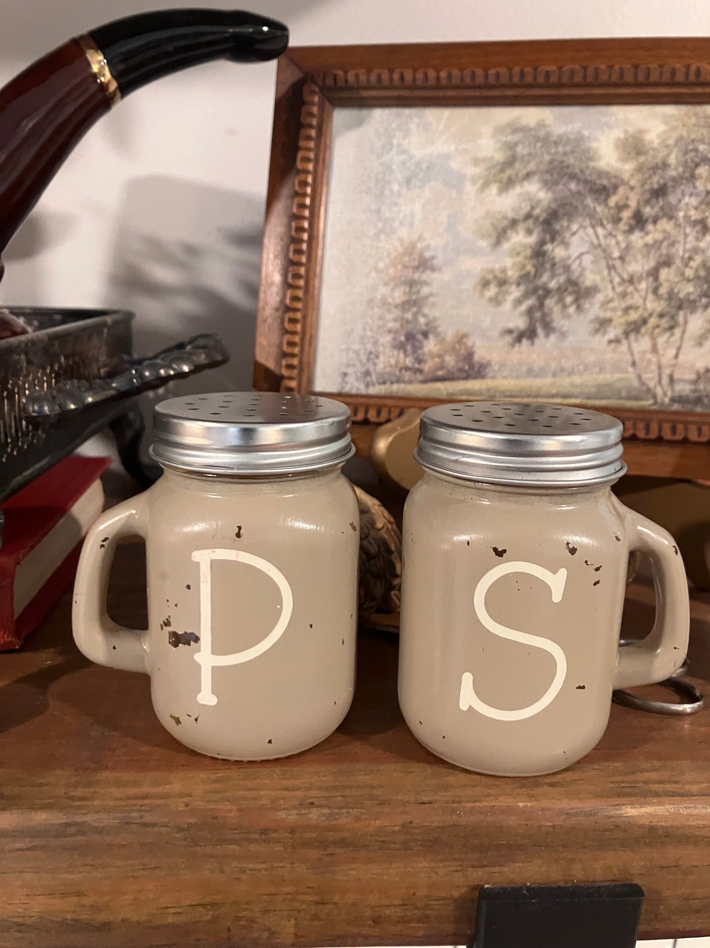 Vintage Farmhouse Mason Jar Salt & Pepper Shakers