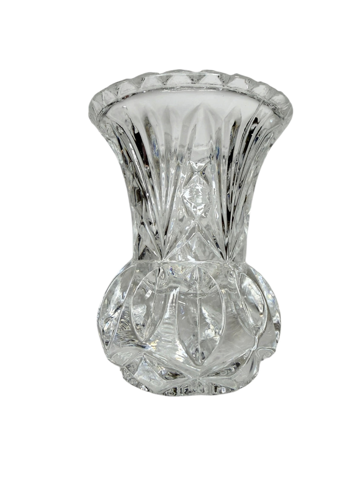 Vintage Clear Cut Crystal Miniature Bud Vase | Pineapple Base Toothpick Holder