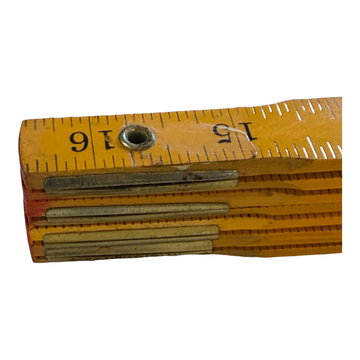 Yellow Wooden Folding Carpenter’s Ruler – Vintage Folding Measuring Rule