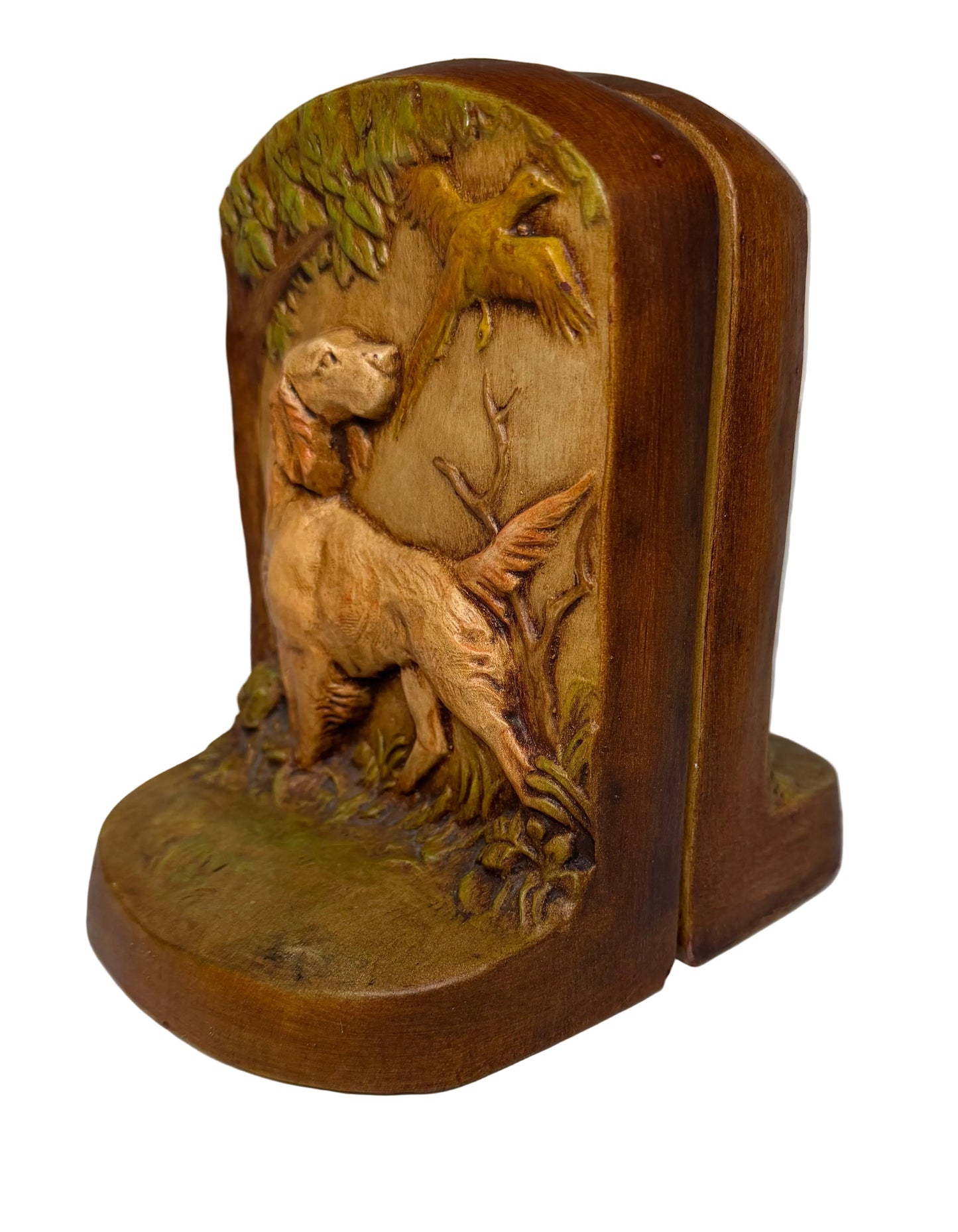 Vintage Hunting Dog Chalkware Bookends – Pair