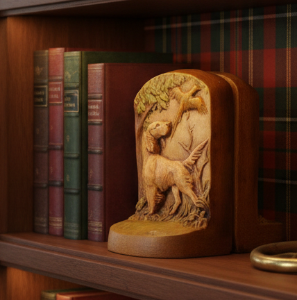 Vintage Hunting Dog Chalkware Bookends – Pair