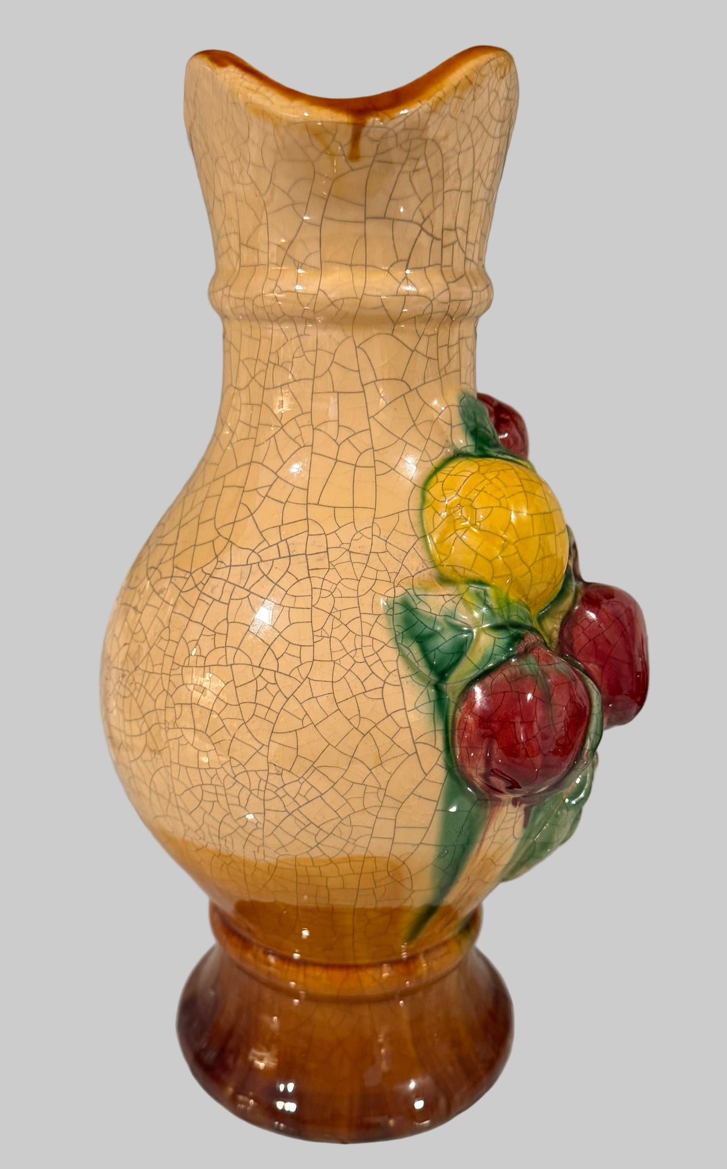 Vintage Majolica / Barbotine Ceramic Fruit Pitcher