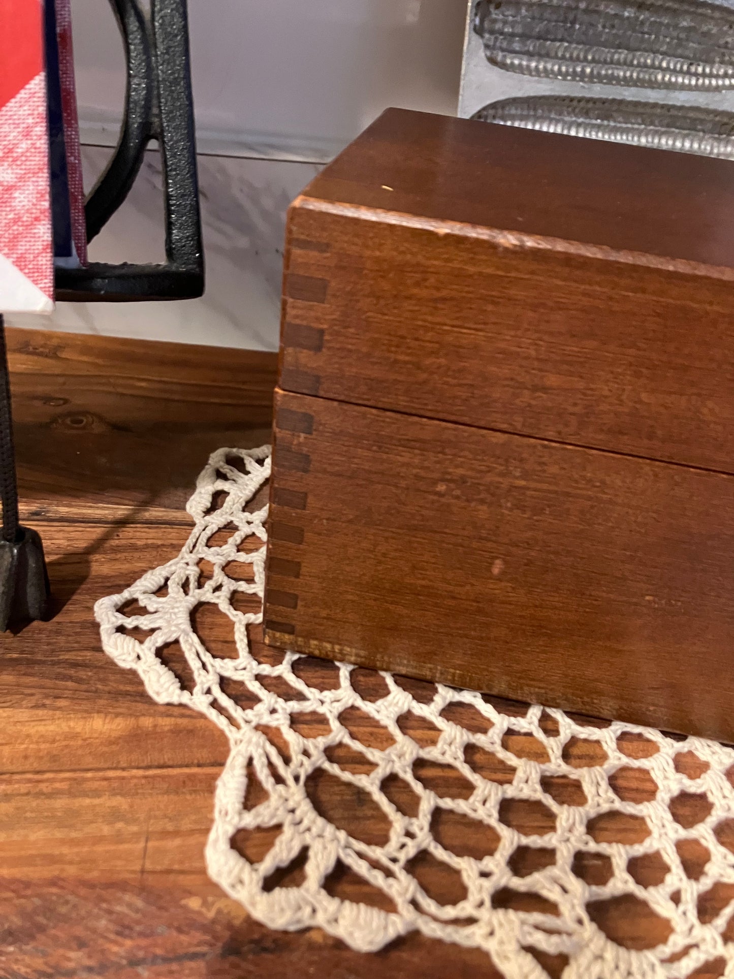 Vintage Solid Wood Recipe Box - 1972