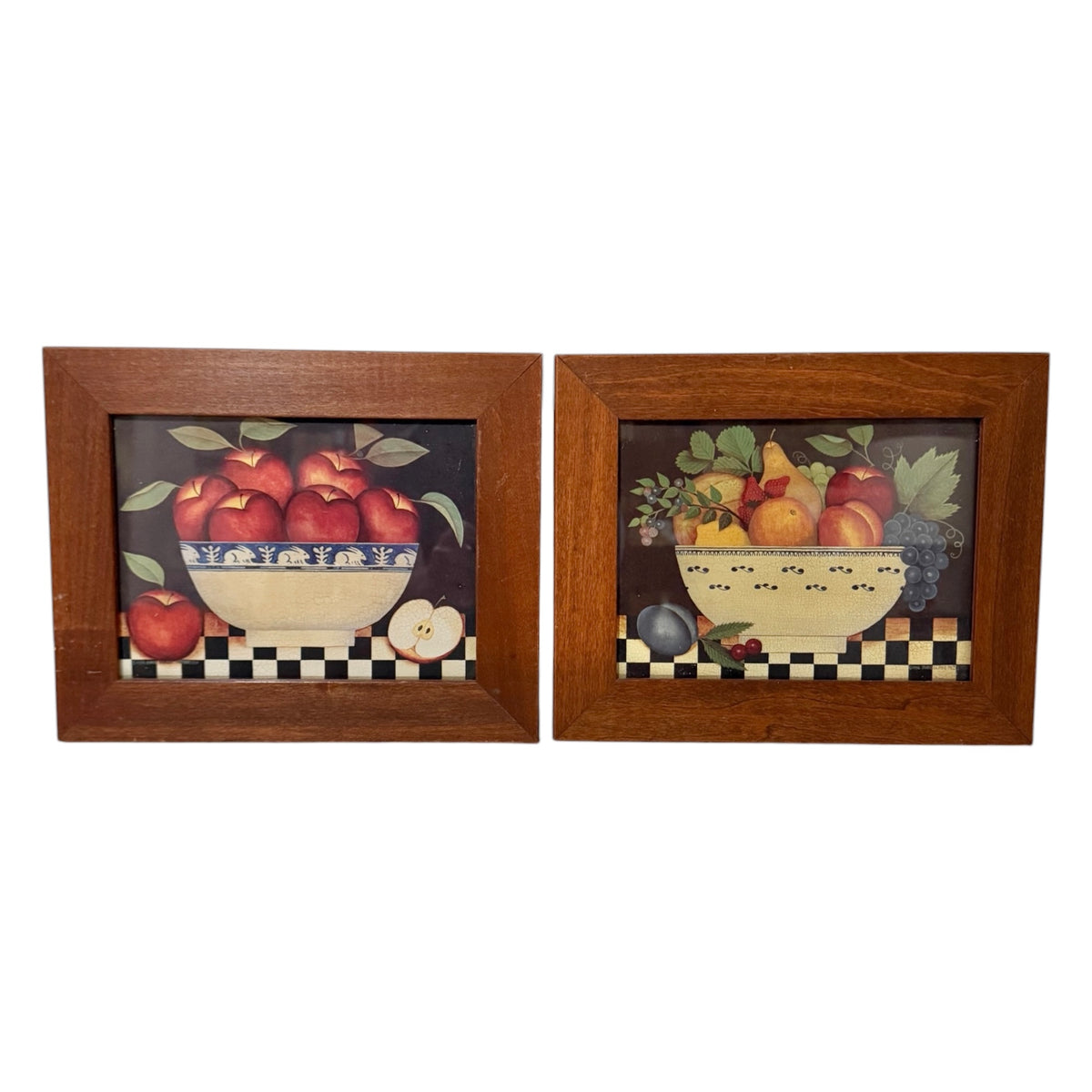 Diane Ulmer Pedersen Vintage Folk Art Fruit Prints – Set of 2 Framed Cottagecore Kitchen Art