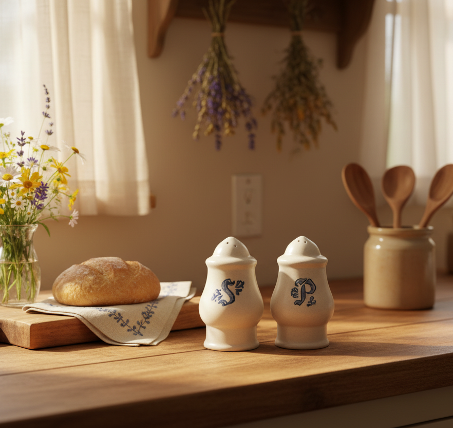 Pfaltzgraff Yorktowne Vintage Salt & Pepper Shakers – Stoneware Set - Cottagecore