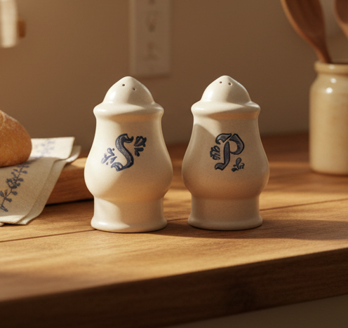 Pfaltzgraff Yorktowne Vintage Salt & Pepper Shakers – Stoneware Set - Cottagecore