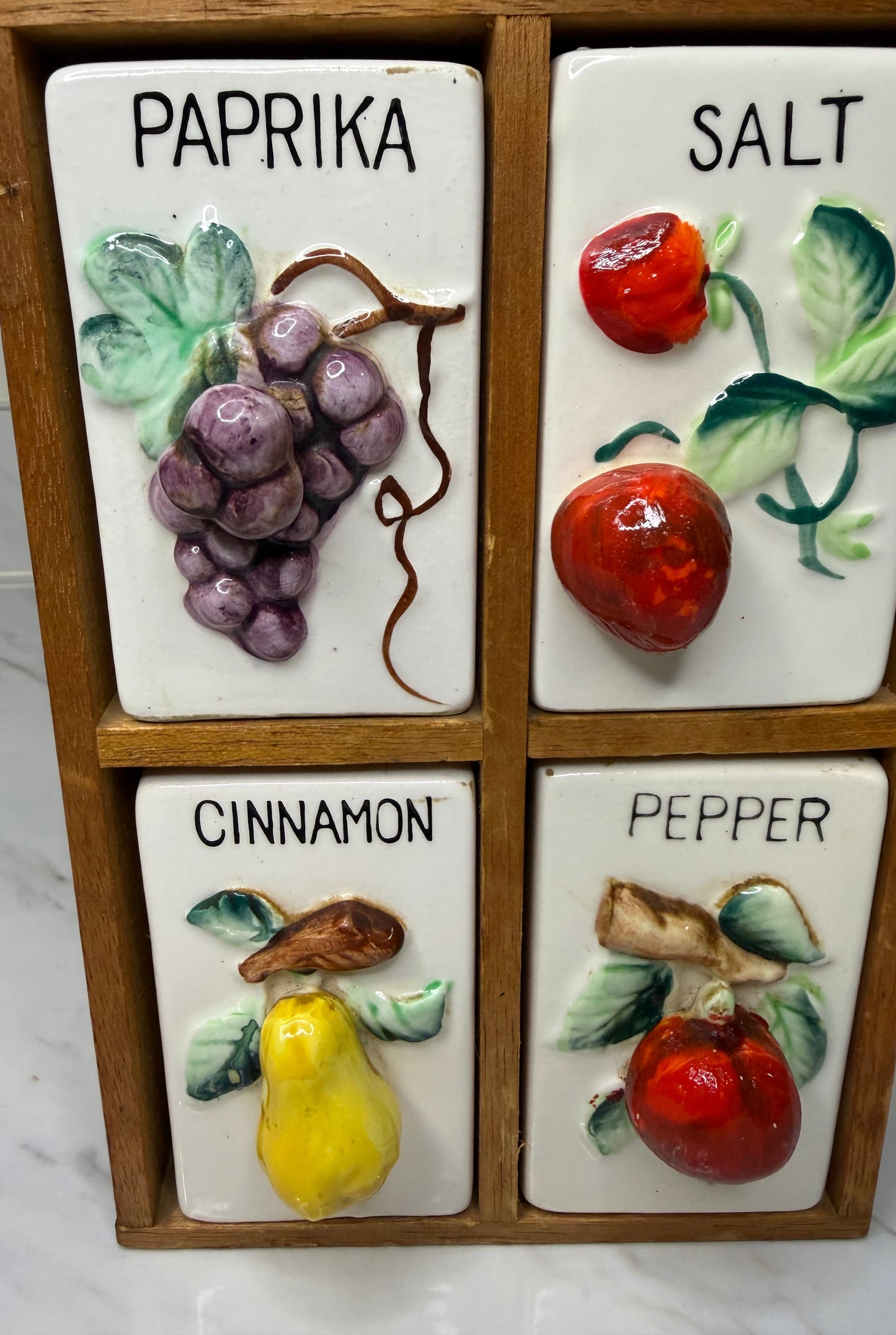 Vintage 1950s Japanese Ceramic Fruit Spice Jar Set