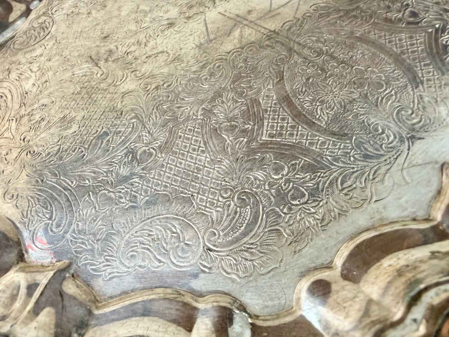 Vintage Leonard Silver Footed Tray | EP Silver-Plated | Pie Crust Trim