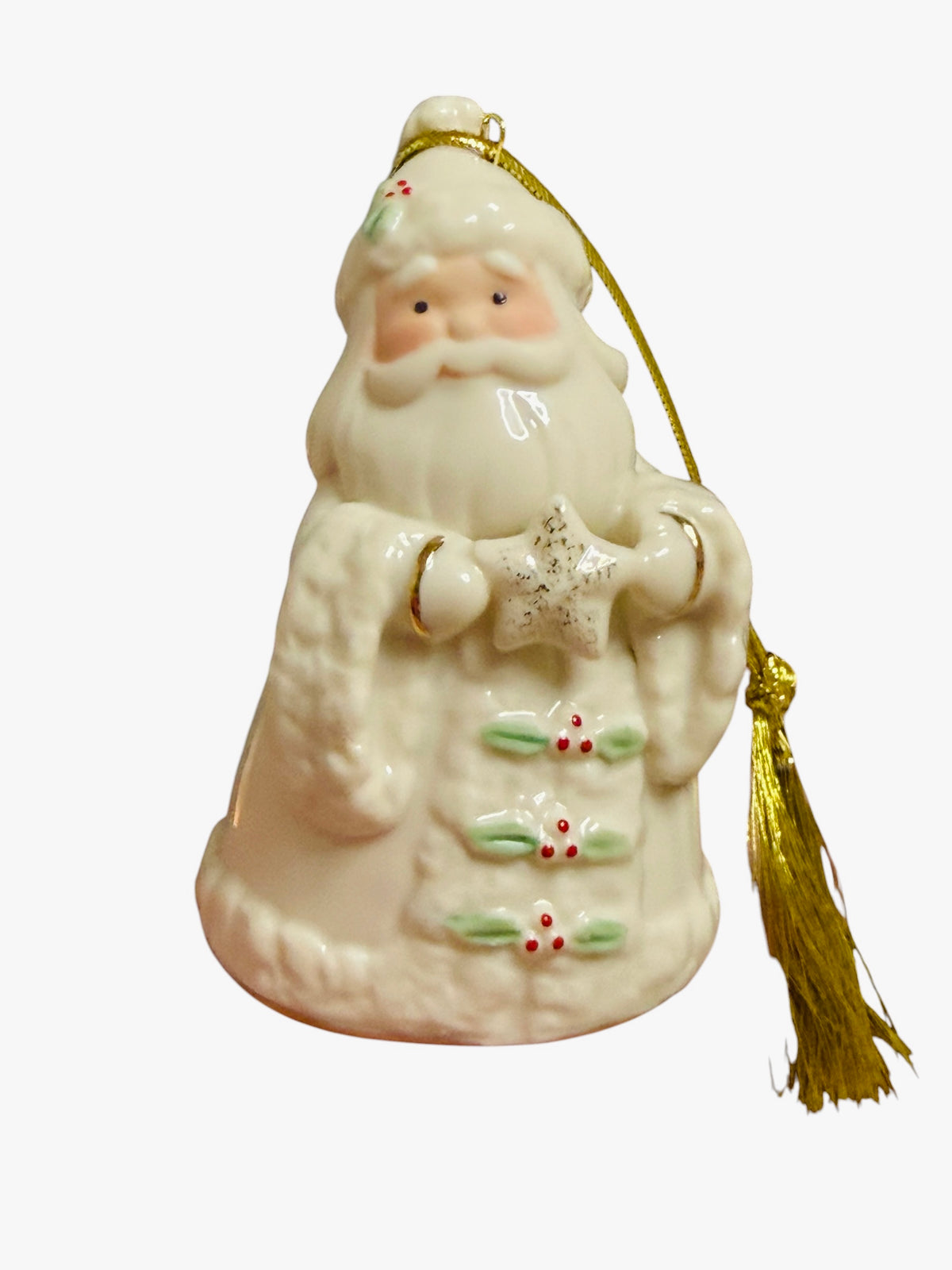Lenox Holiday Cheer Santa Claus Porcelain Christmas Ornament – 24K Gold Accents – New in Box - 2003 Release