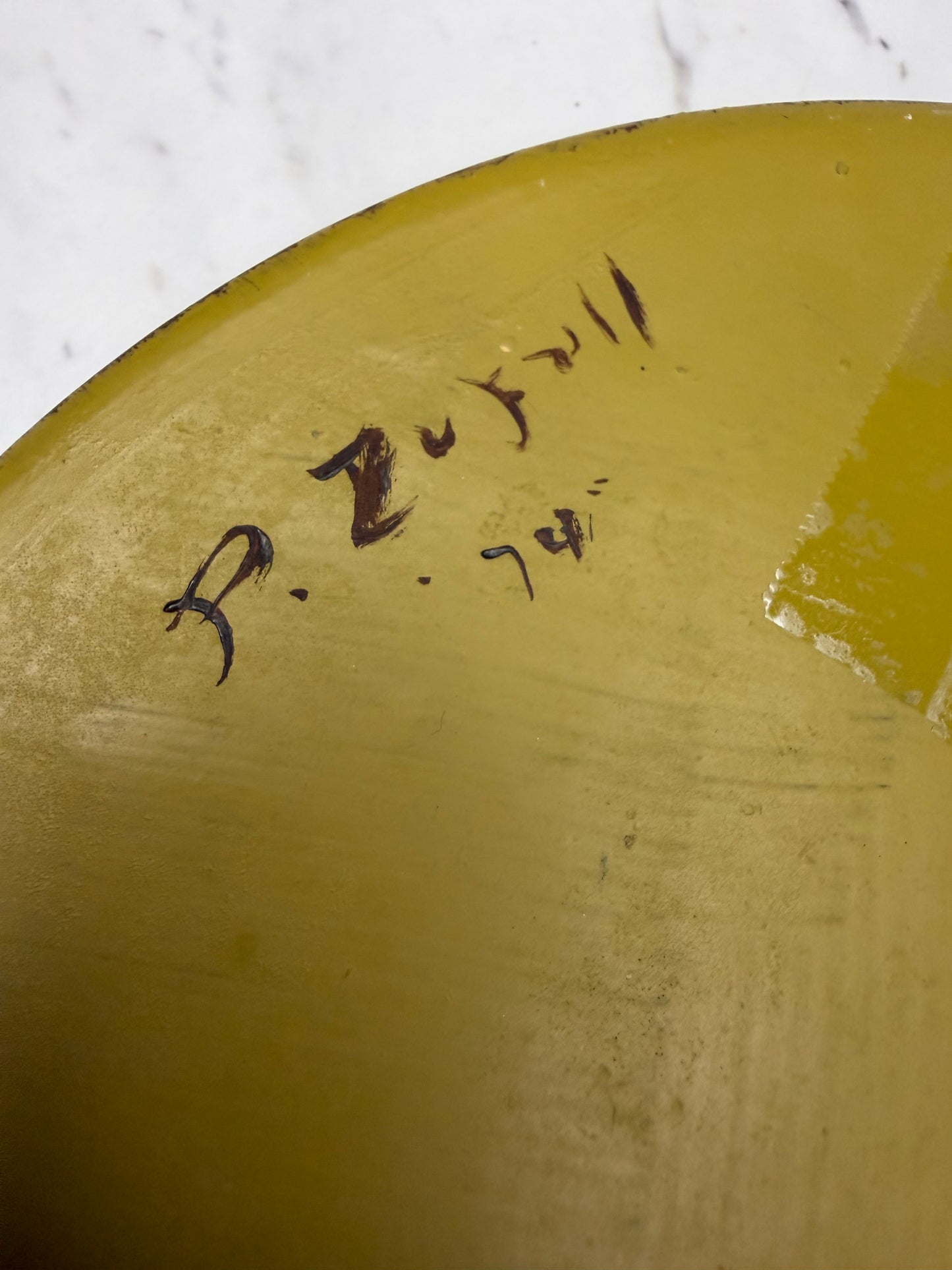 Vintage Hand-Painted Toleware Tray – Folk Art Apple Design, 1974