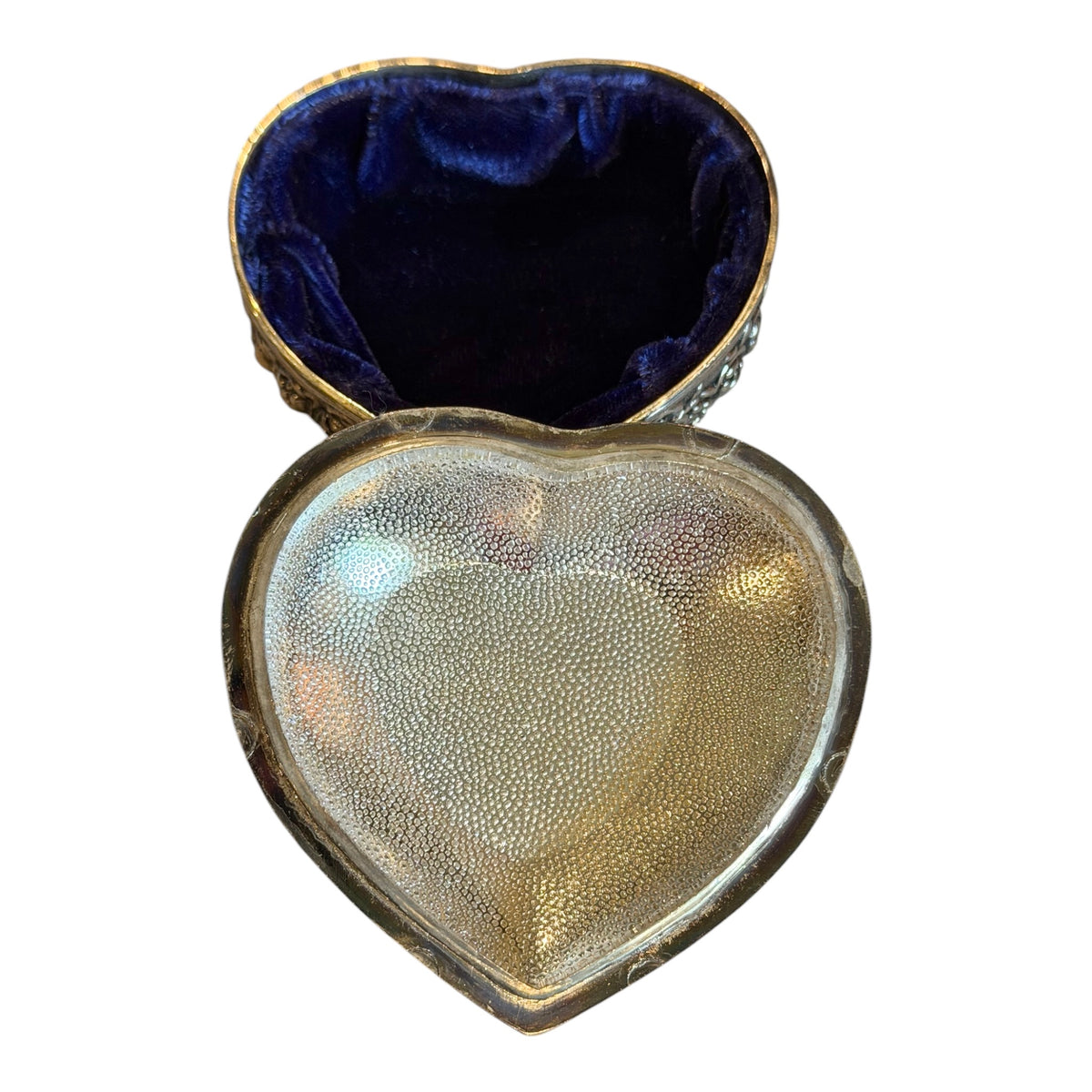 Silver-Plated Vintage Heart Trinket Box with Velvet Lining