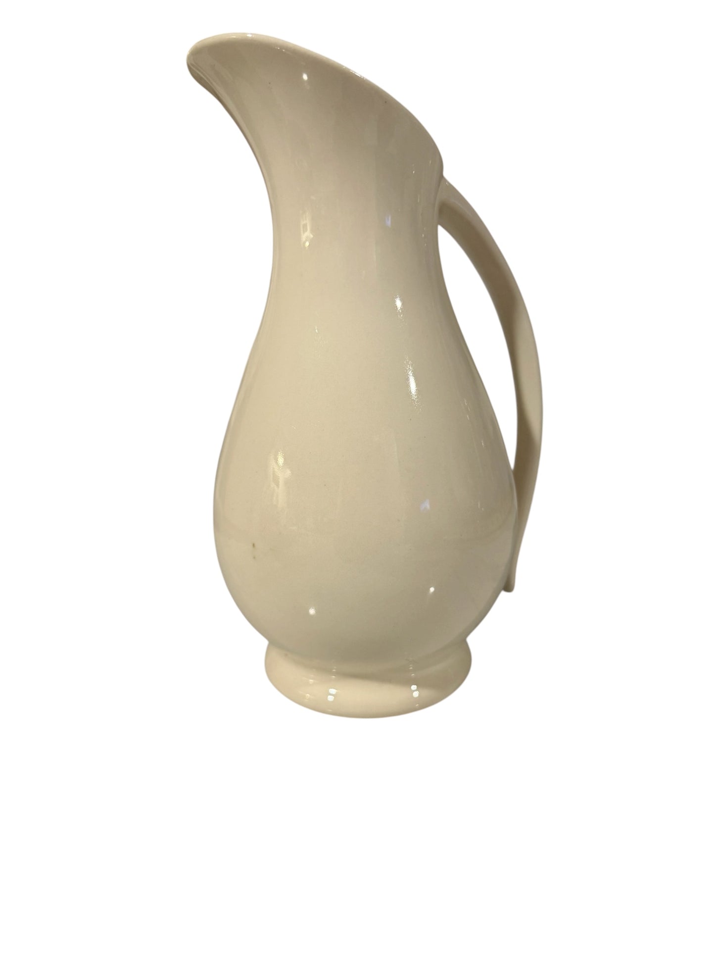 Off-White Ironstone “Semi-Porcelain” Style Pitcher | Mid-Century | Ivory Farmhouse Decor