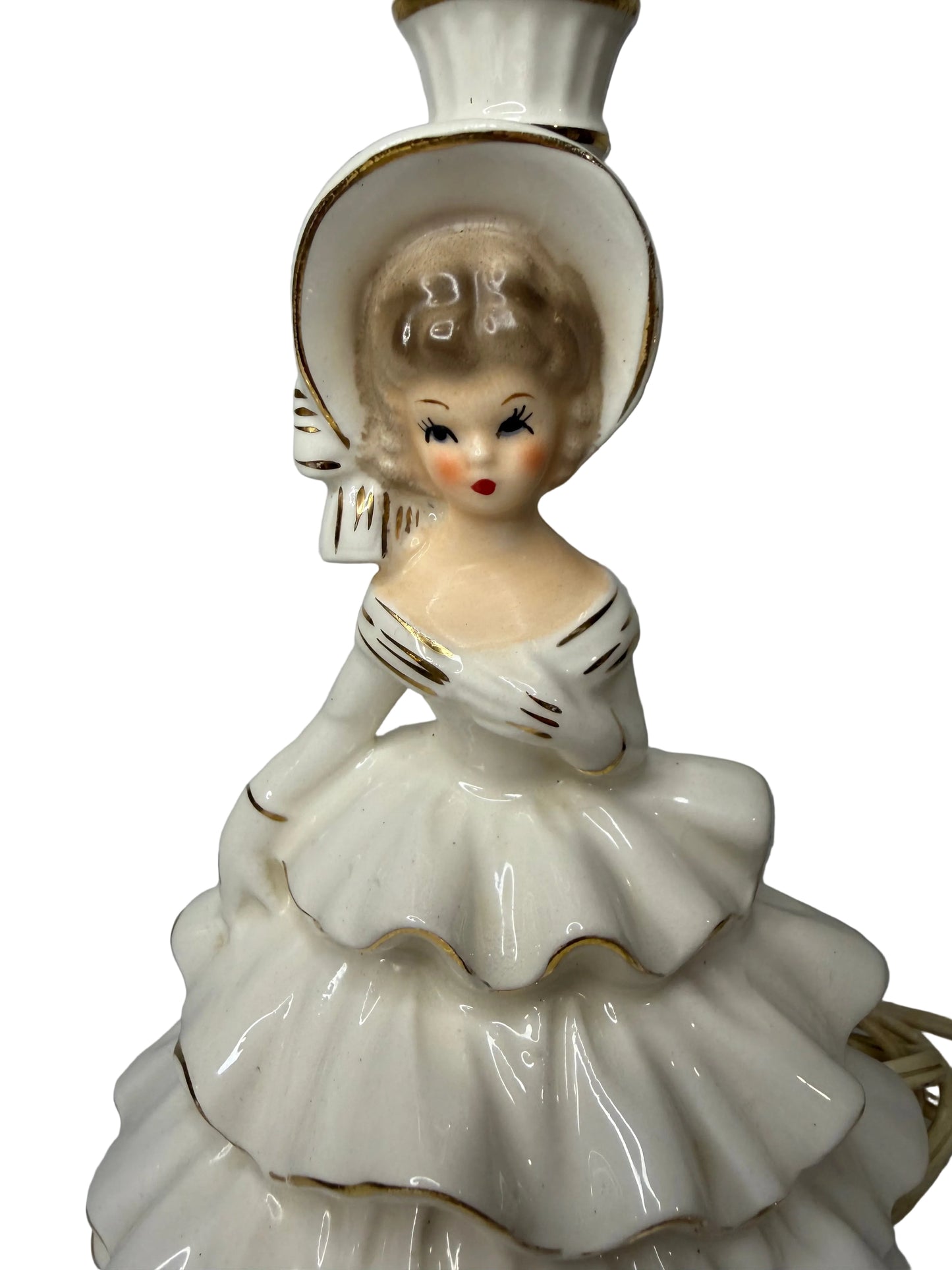 Vintage Southern Belle Boudoir Lamp – Mid-Century Porcelain Figurine