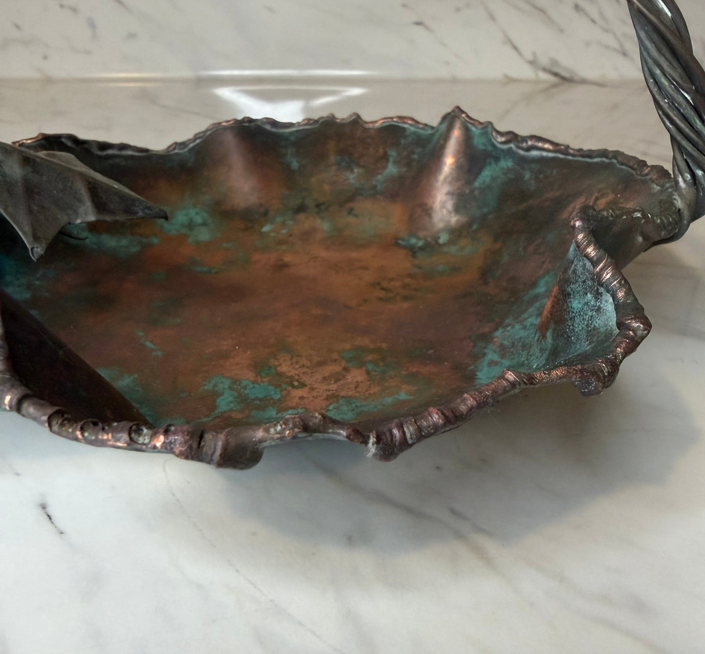 Solid Copper Basket — Heavy, Non-Magnetic, Naturally Patinated