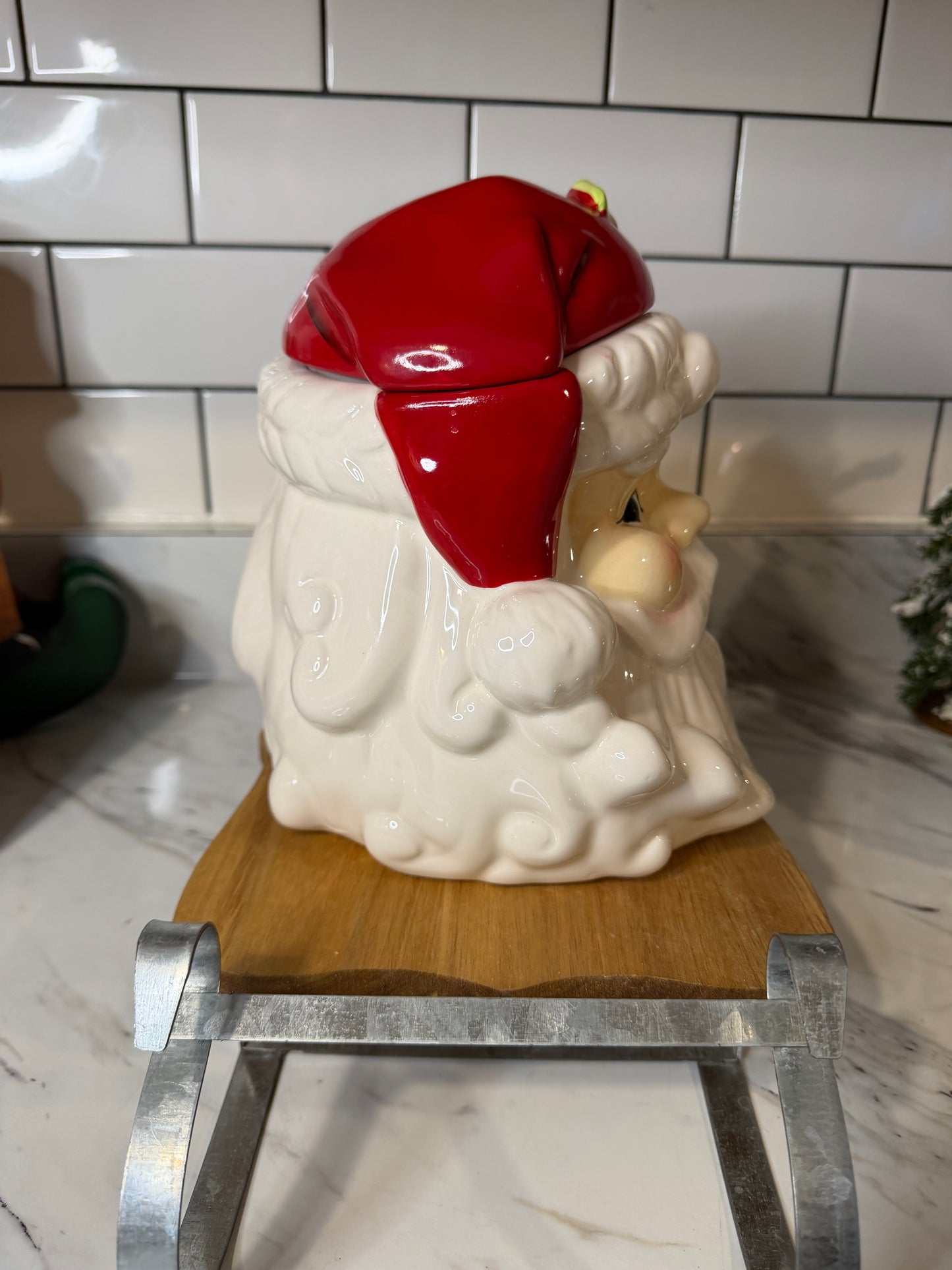 Vintage-Style Ceramic Santa Claus Cookie Jar “Winking Santa” — Sleigh Bell Bistro