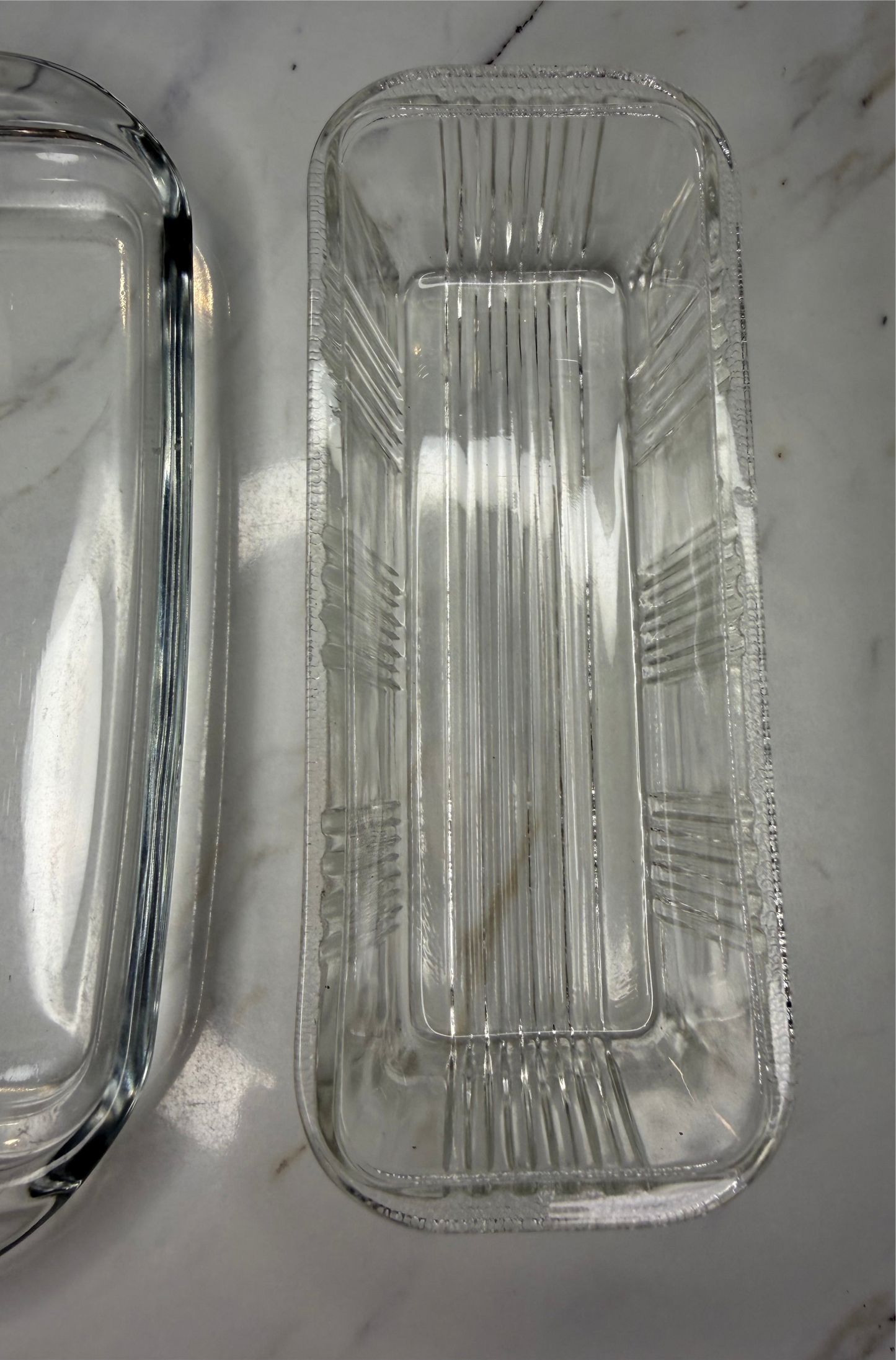 Vintage Clear Glass Ribbed Covered Butter Dish