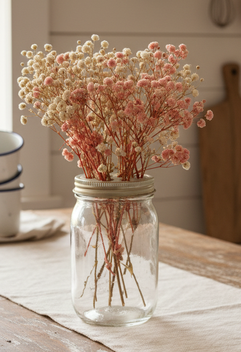 Vintage Glass Flower Frog – Jar-Top Stem Arranger