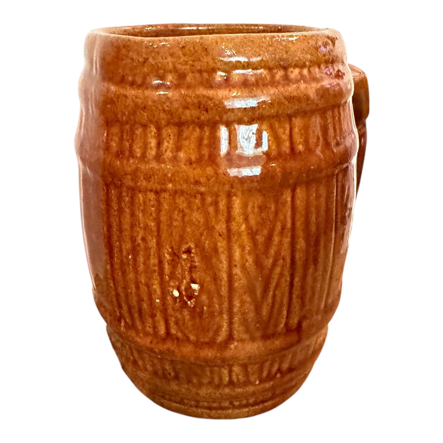 Set of 4 Vintage McCoy Pottery Old Oaken Barrel Mugs 397 | Faux Bois Brown Stoneware Beer Steins