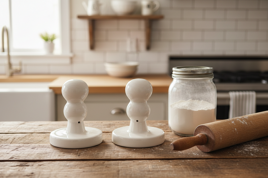 Glazed Pottery Cookie Presses – Snowflake & Snowman | Holiday Cookie Stamps (Set of 2)
