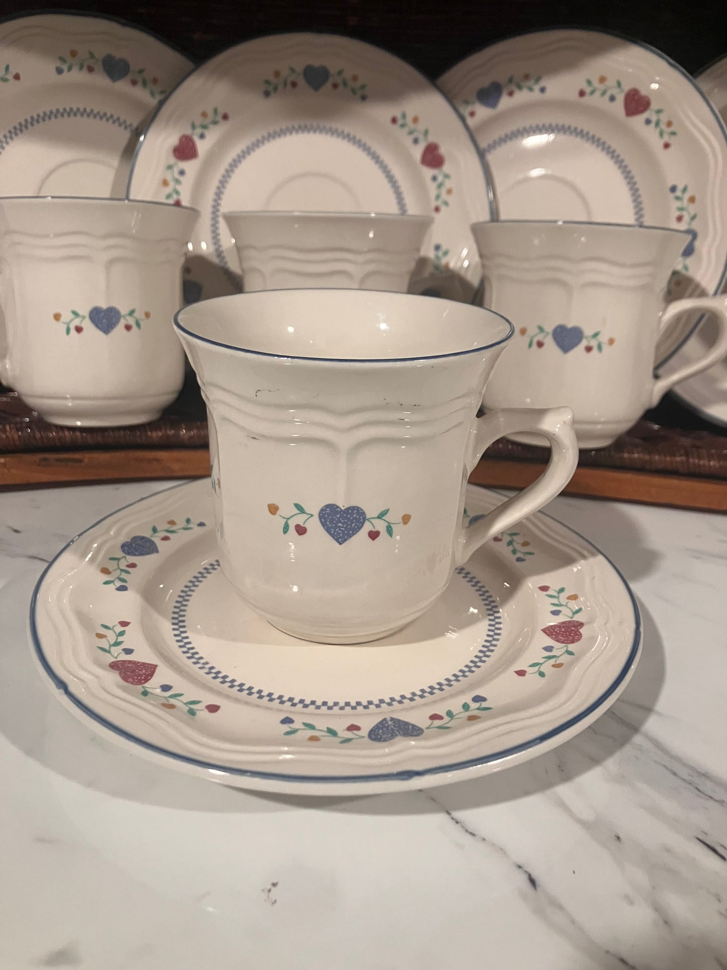 Newcor Legacy “Hearts” Cup & Saucer Sets and Bowls