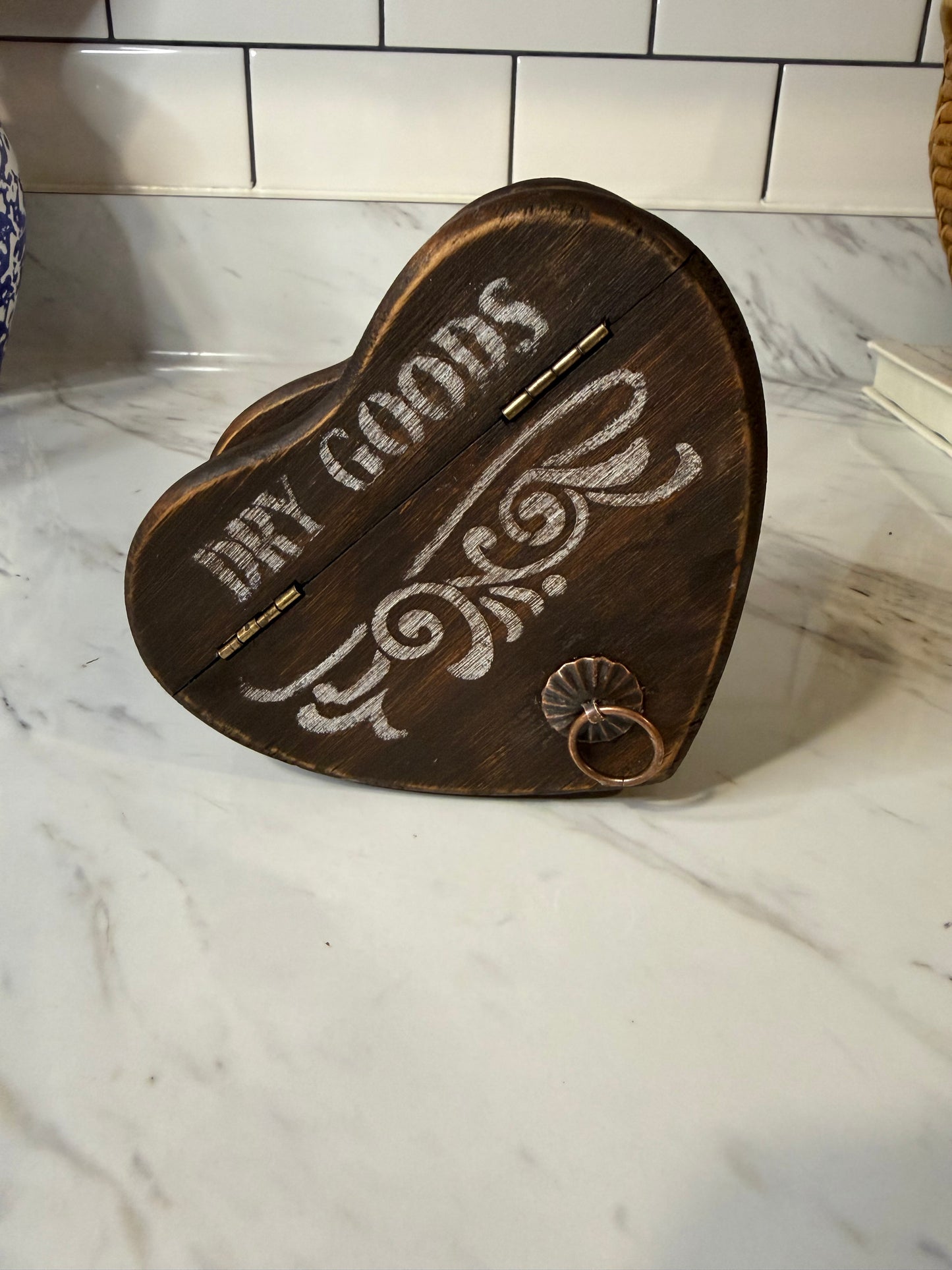 Rustic Wooden Heart-Shaped Box | “Dry Goods” Decorative Storage