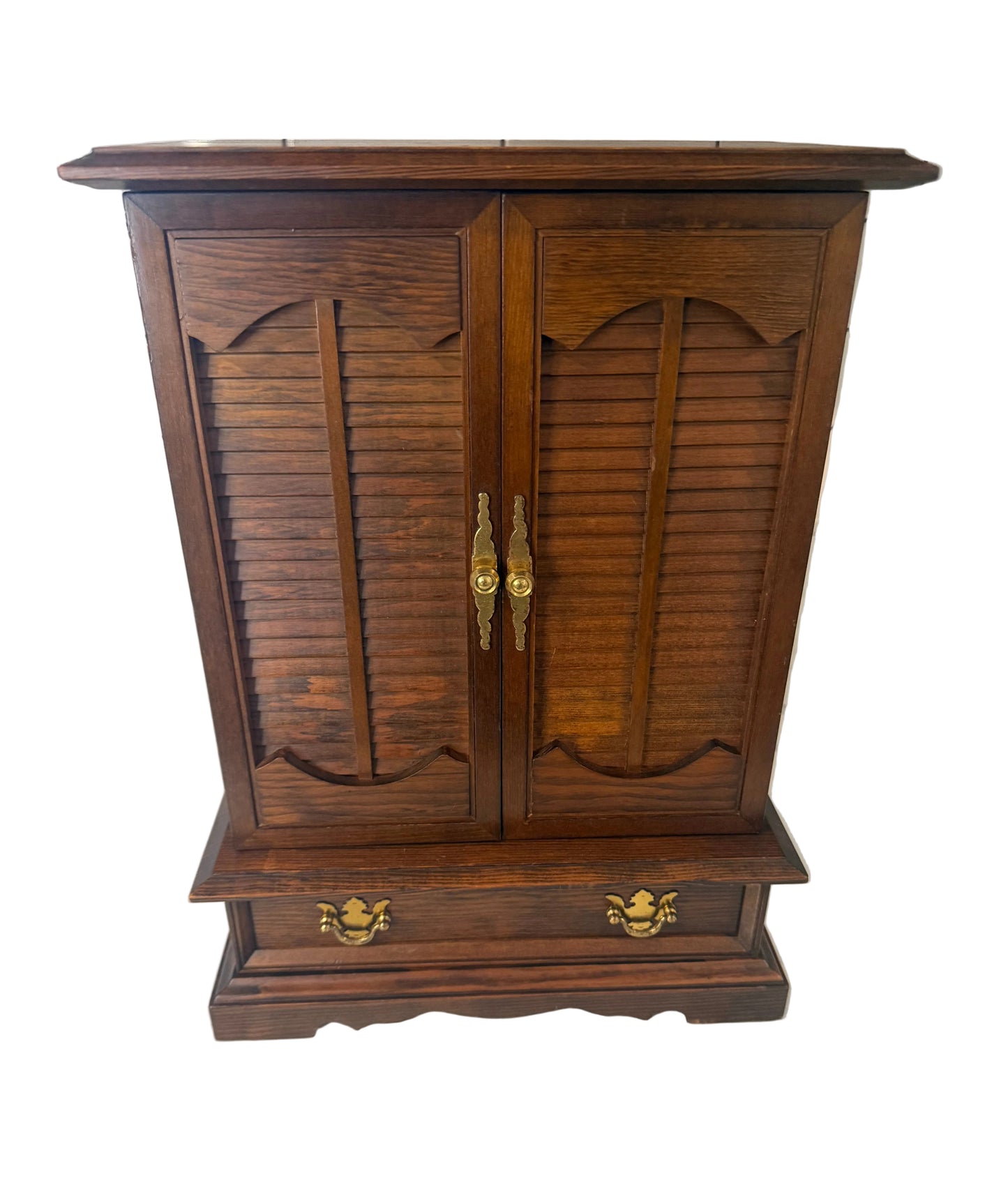 Vintage Solid Wood Musical Jewelry Box Armoire