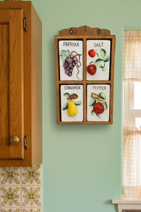 Vintage 1950s Japanese Ceramic Fruit Spice Jar Set