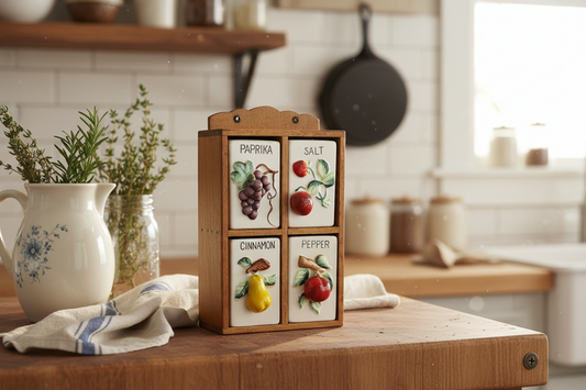 Vintage 1950s Japanese Ceramic Fruit Spice Jar Set