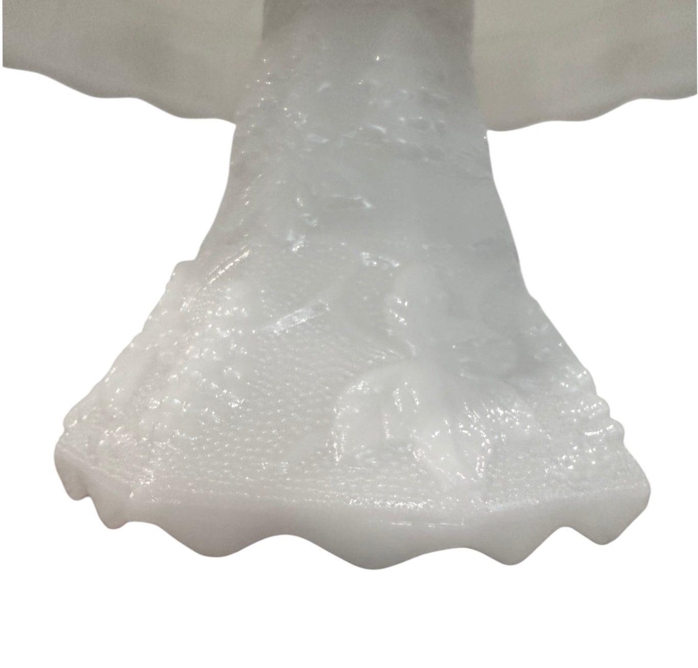 Vintage Milk Glass Pedestal Cake Stand | Harvest Grape / Paneled Grape Pattern | Mid-Century Glass